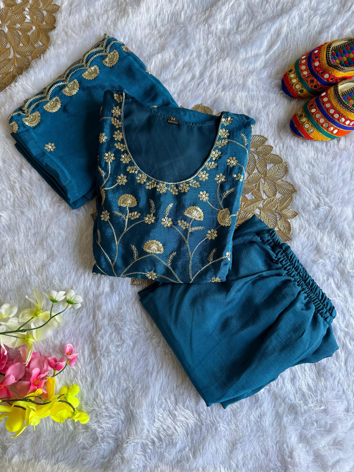 Kayatri Launching New Designers Nyra Cut Chinon Sharara Set With Dupatta Suit