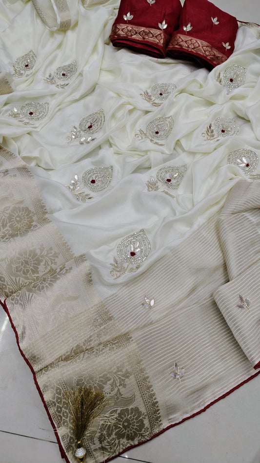 Kayatri New H O Silk Single Dai Gotapatti Work Saree