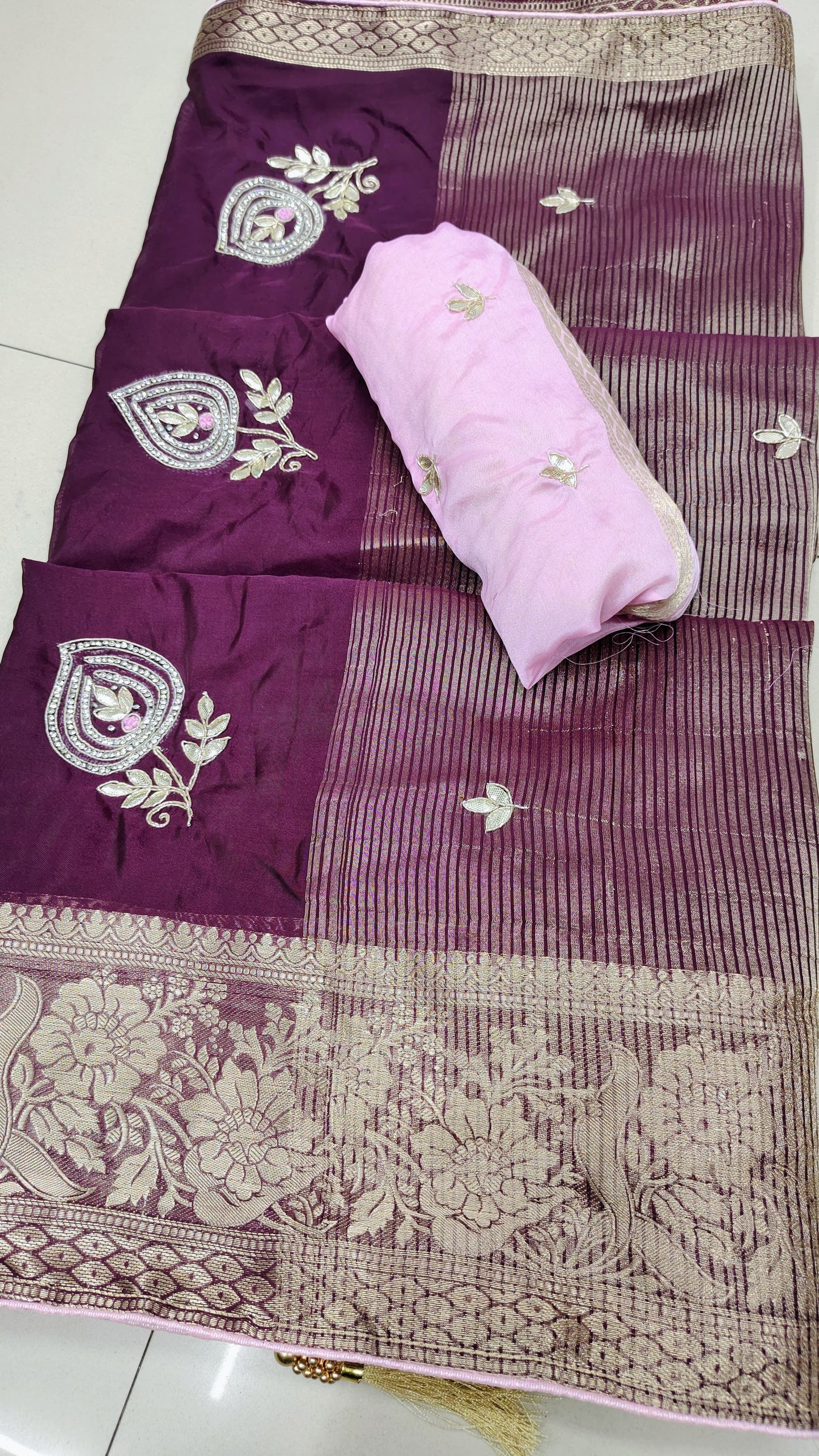Kayatri New H O Silk Single Dai Gotapatti Work Saree