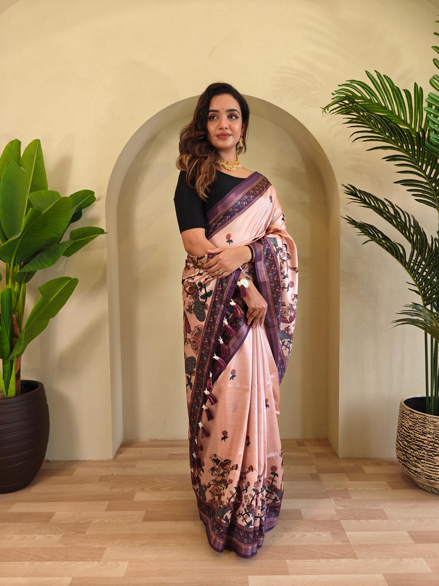 Kayatri Beautiful Kalamkari Digital Print Saree