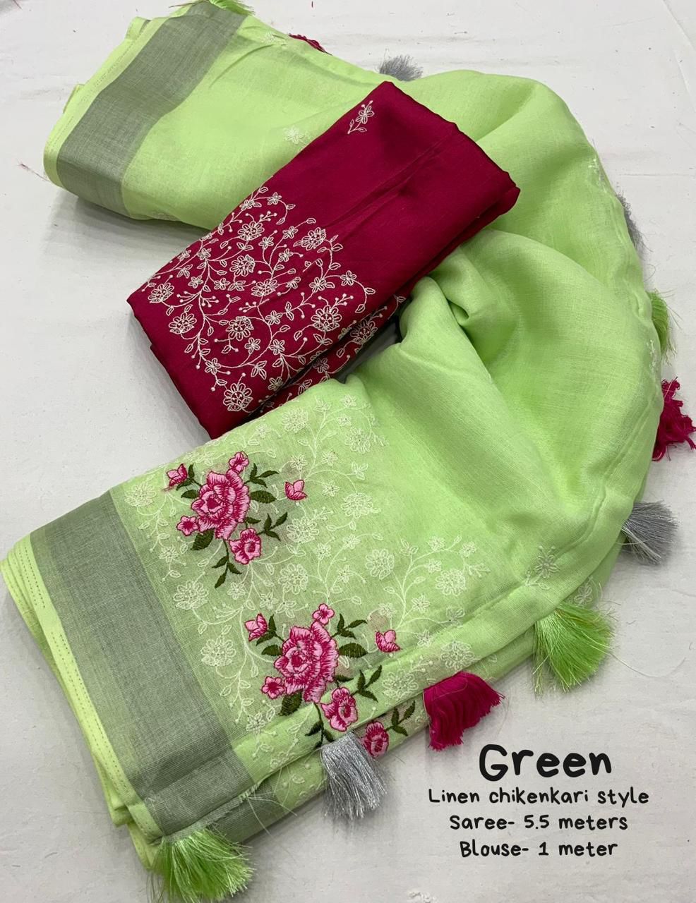 Kayatri Beautifull combination of white thread and multicolor emboridary Saree