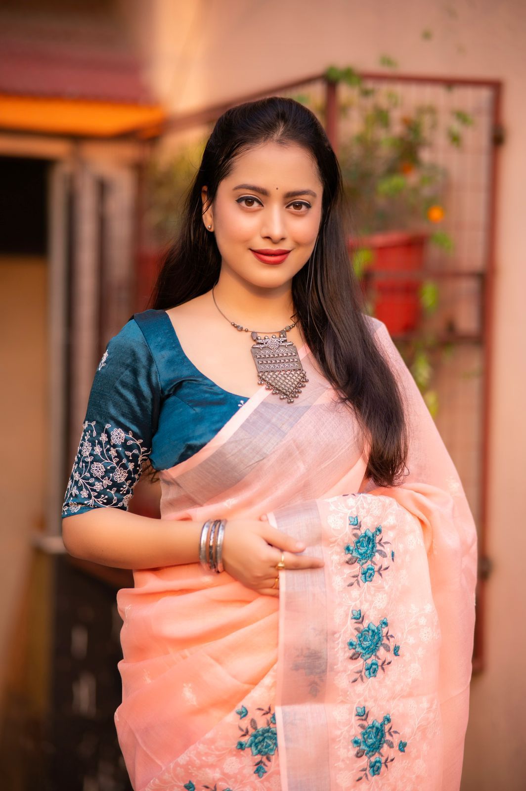 Kayatri Beautifull combination of white thread and multicolor emboridary Saree