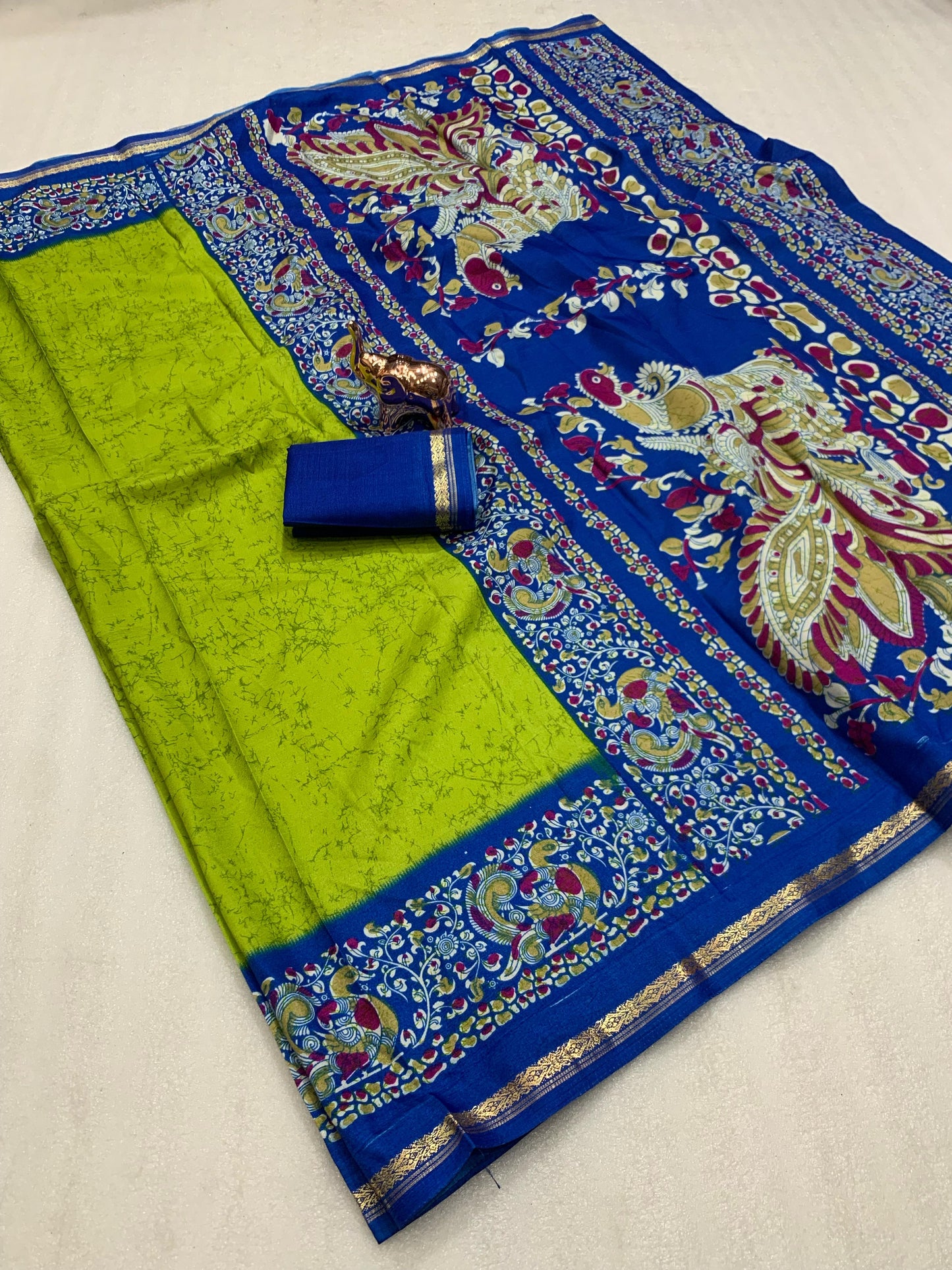 Kayatri Rich printed Kalamkari Pallu Dola Silk Saree