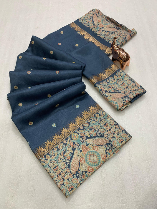 Kayatri New  Pure soft Tusser Batik Peacock Printed saree