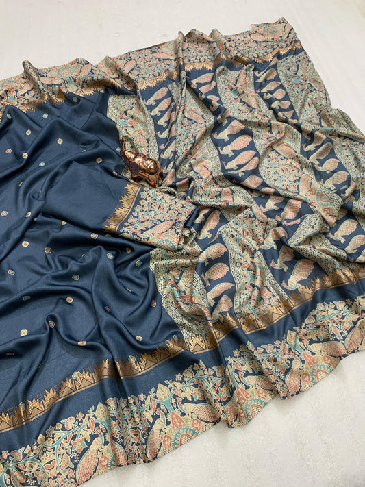 Kayatri New  Pure soft Tusser Batik Peacock Printed saree