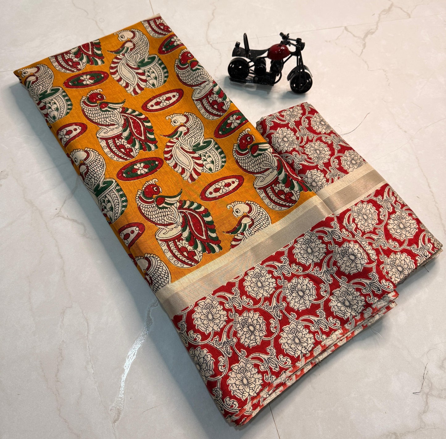 Kayatri New Kalamkari Print Soft Cotton Silk Saree