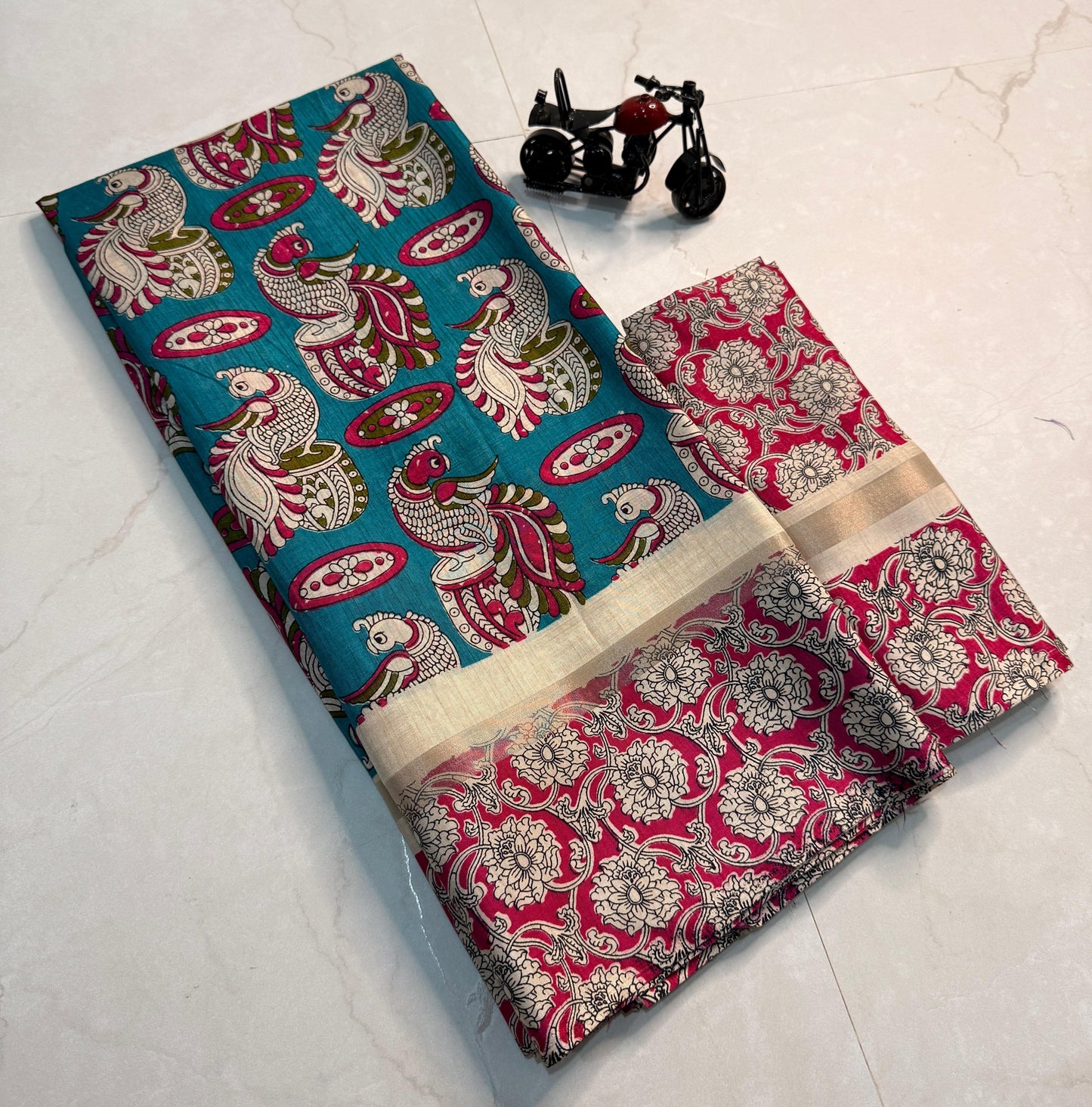 Kayatri New Kalamkari Print Soft Cotton Silk Saree