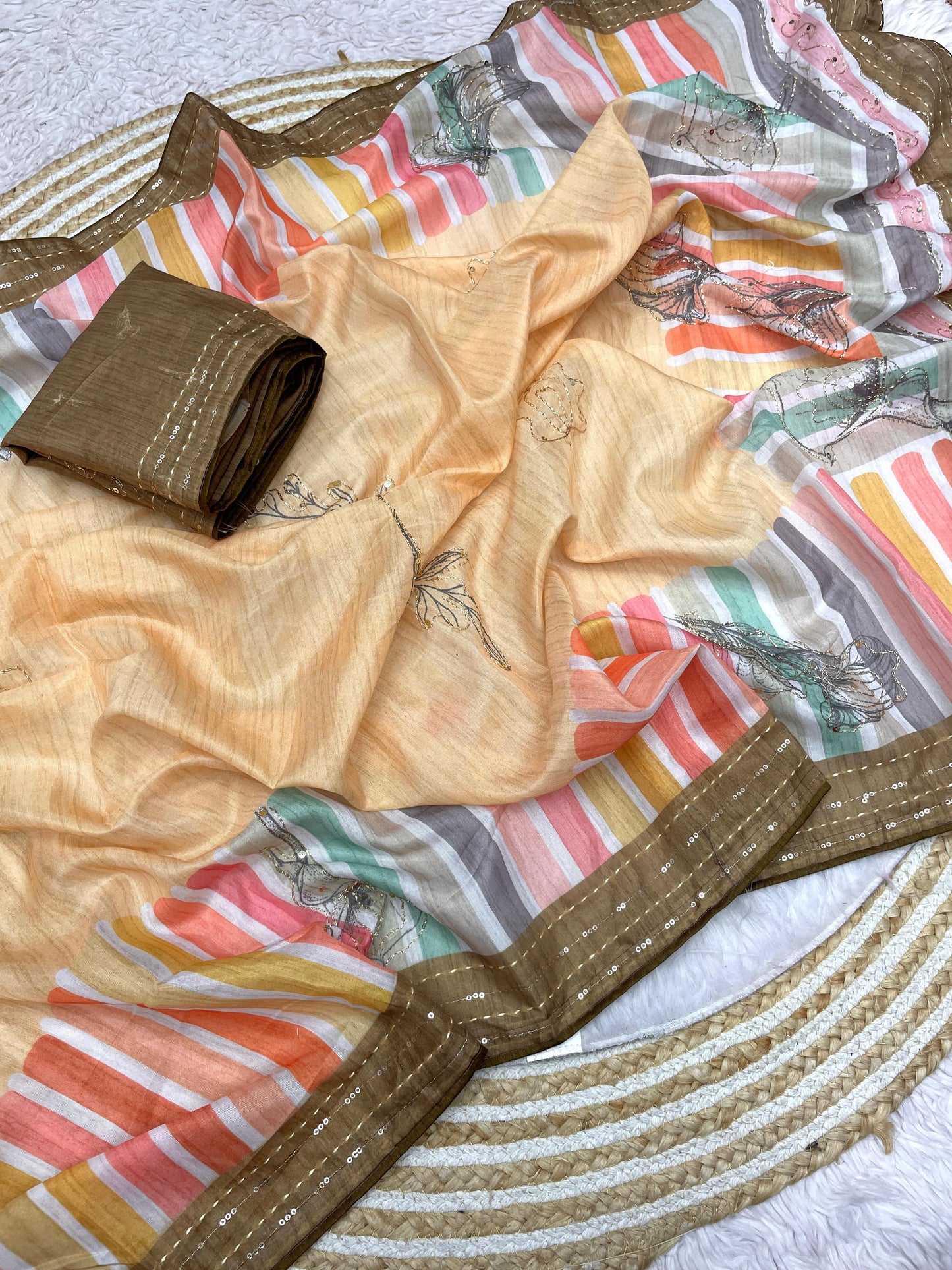 Kayatri New Perfect Tussar Designer Khtha Work Saree