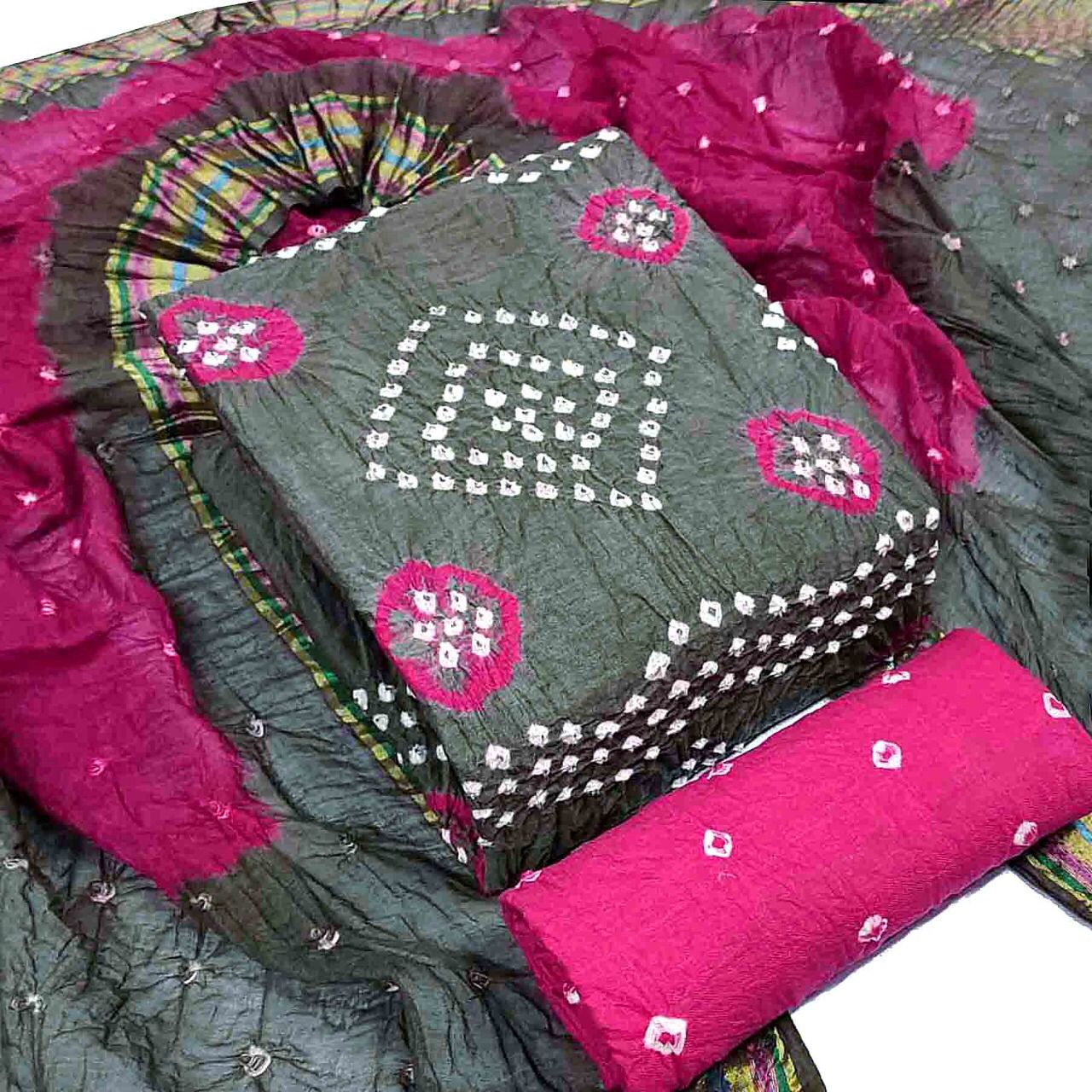 Kayatri New Pure Satin Cotton Bandhani Print Suit