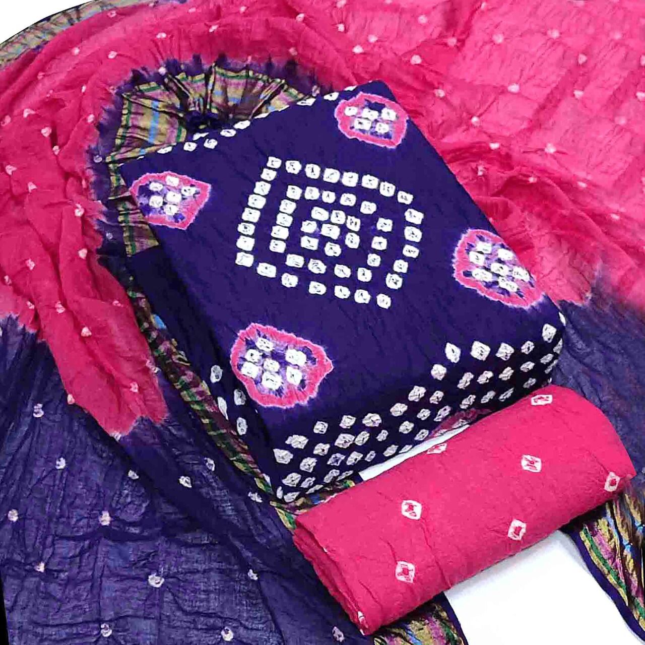 Kayatri New Pure Satin Cotton Bandhani Print Suit