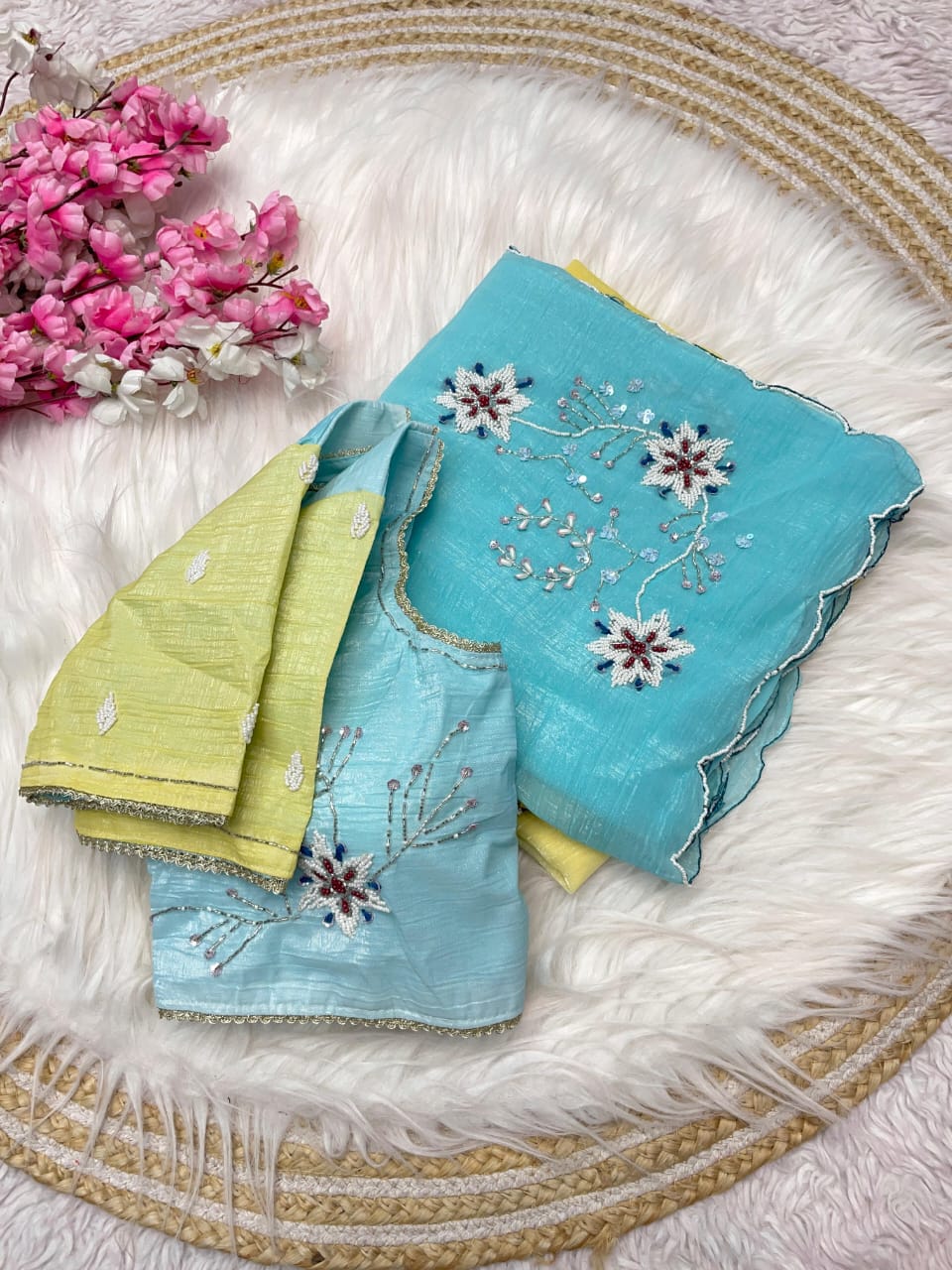 Kayatri New Chiffon Khatli Cutdana Work Saree
