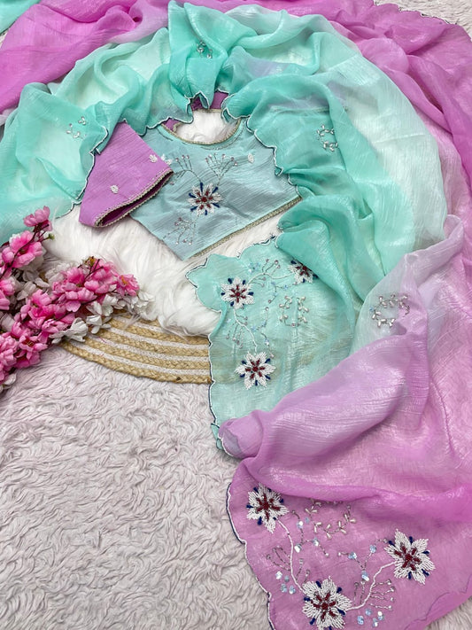 Kayatri New Chiffon Khatli Cutdana Work Saree