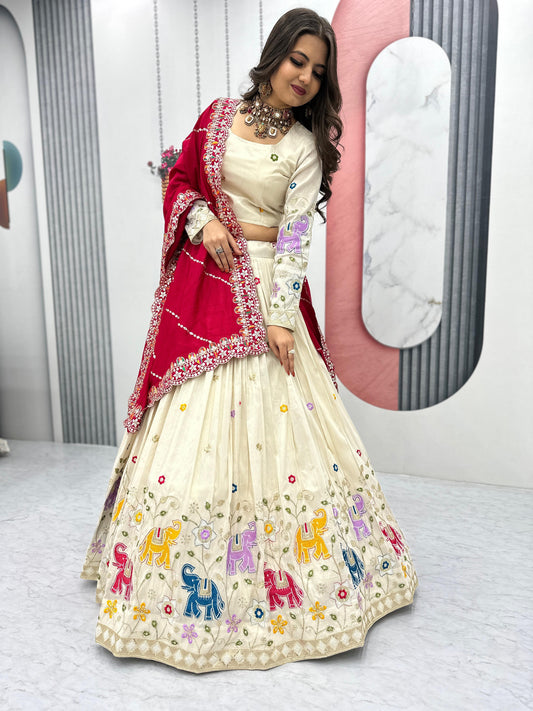 Kayatri Beautiful Pure Tissue Silk Lehenga Set