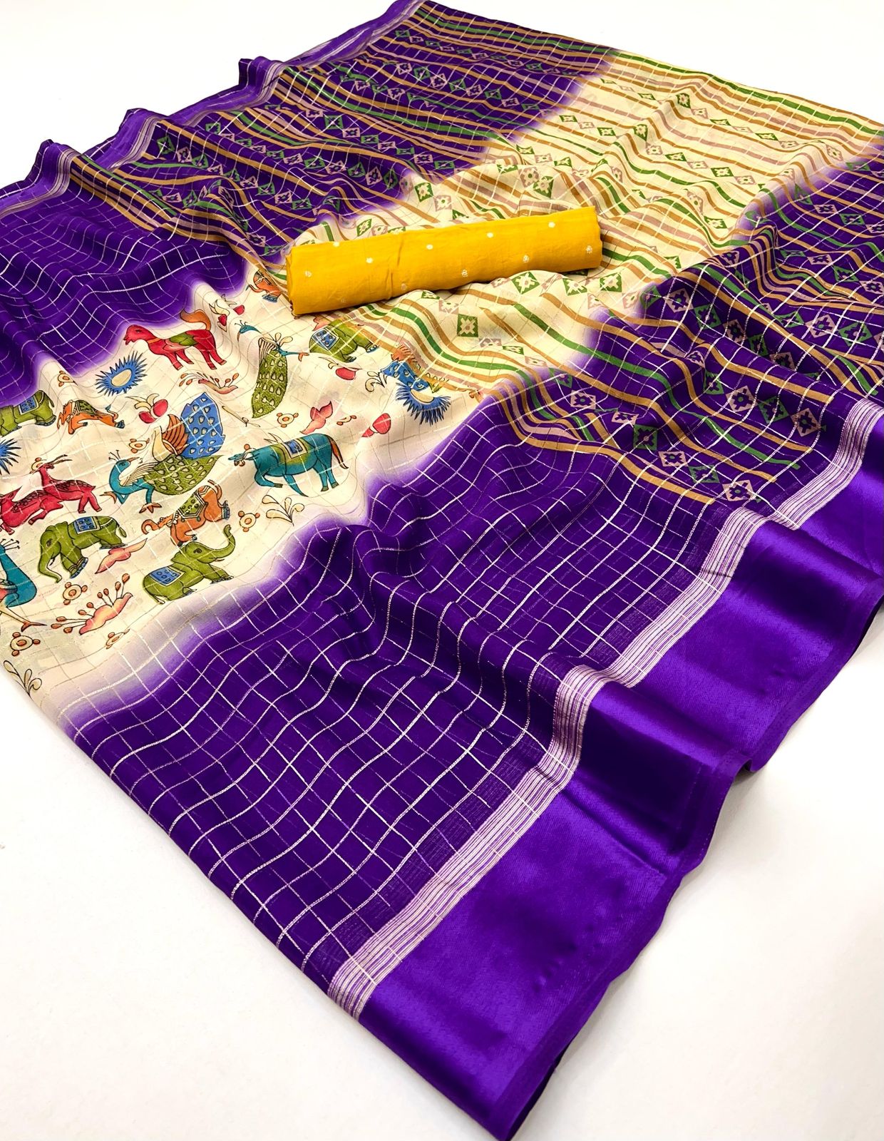 Kayatri Latest Colour Shaded Satin Border Printed Saree
