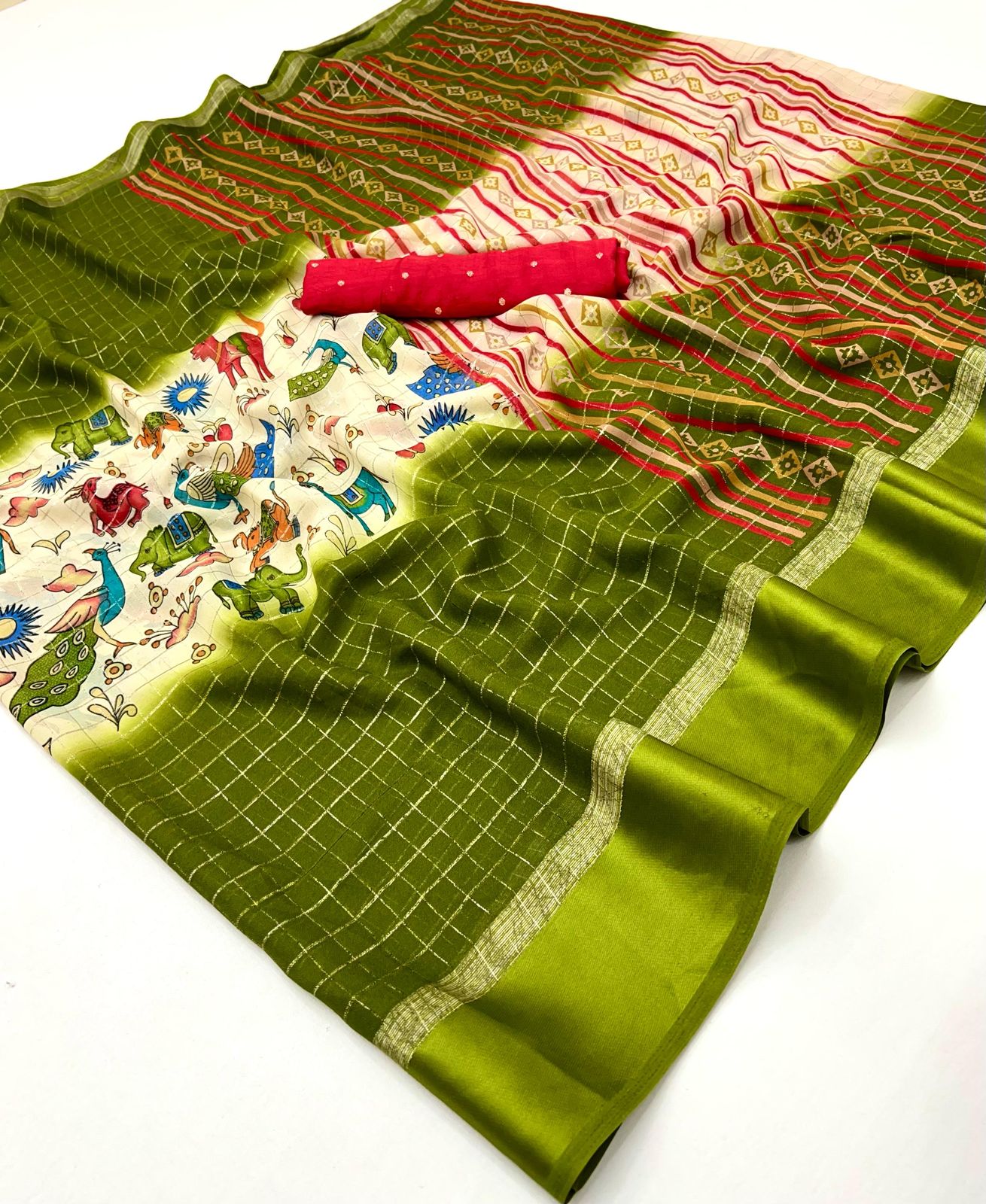 Kayatri Latest Colour Shaded Satin Border Printed Saree