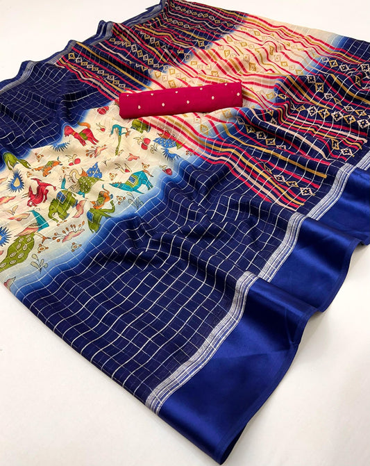 Kayatri Latest Colour Shaded Satin Border Printed Saree
