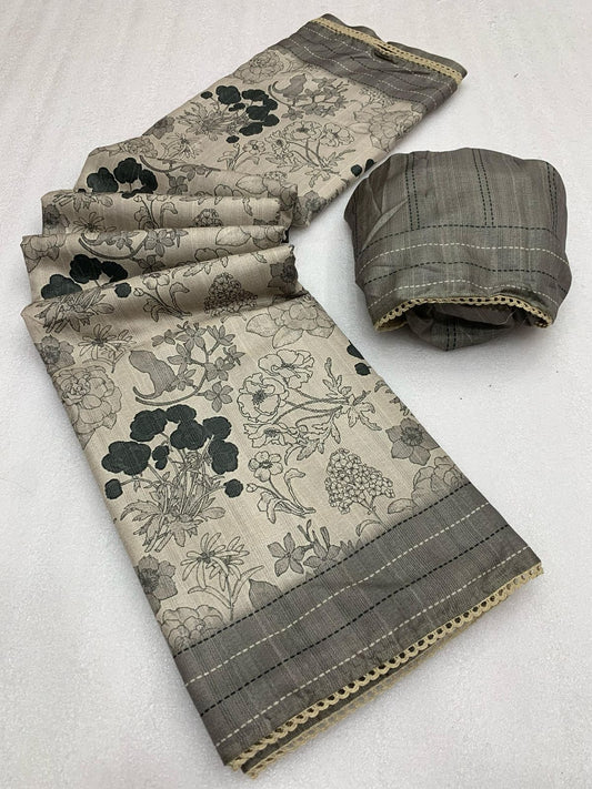 Kayatri New Ajrakh Printed with Rich Pallu & Fancy Border Saree