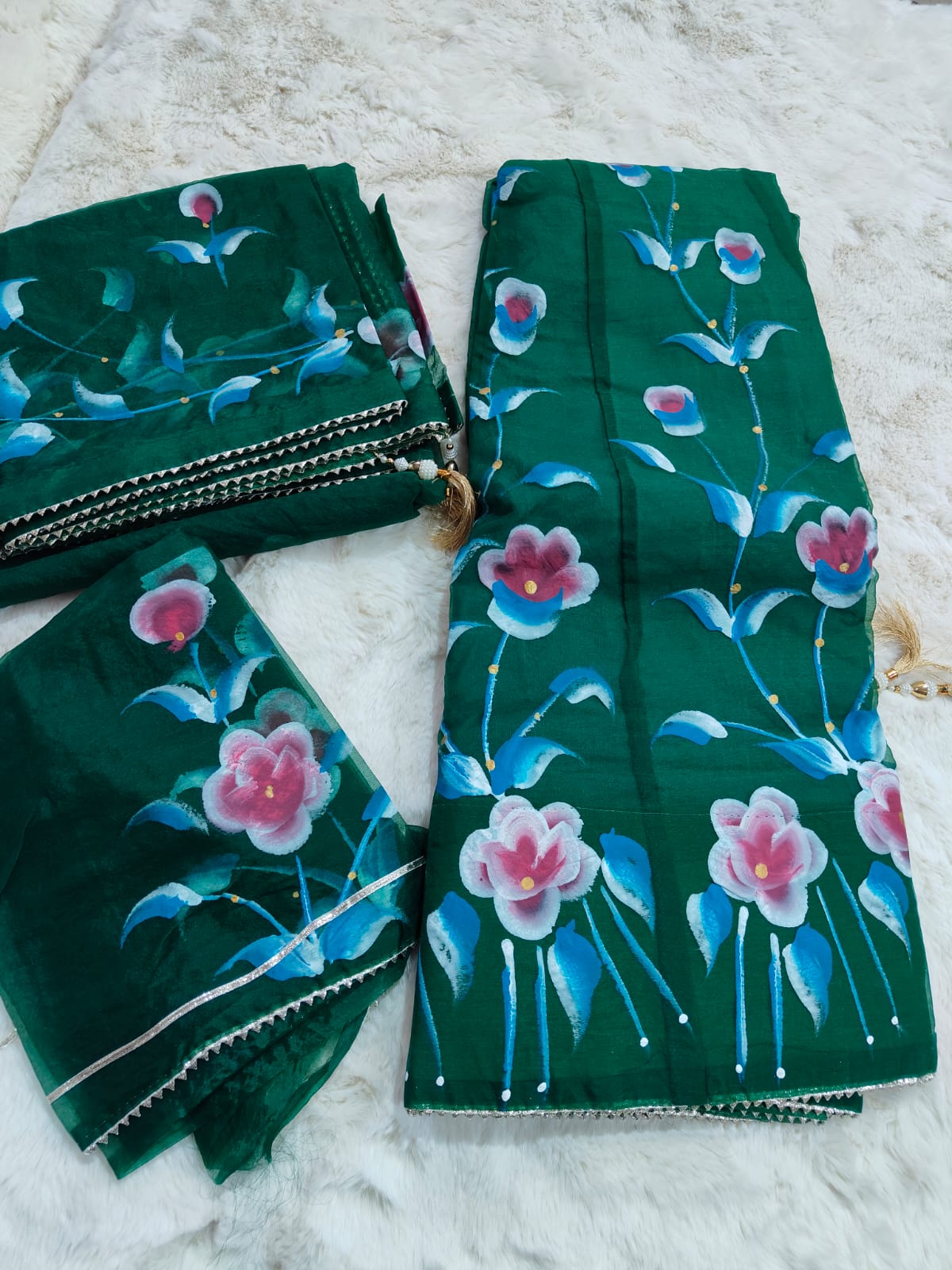 Kayatri New Pure Organza Brush Print Work Lehenga