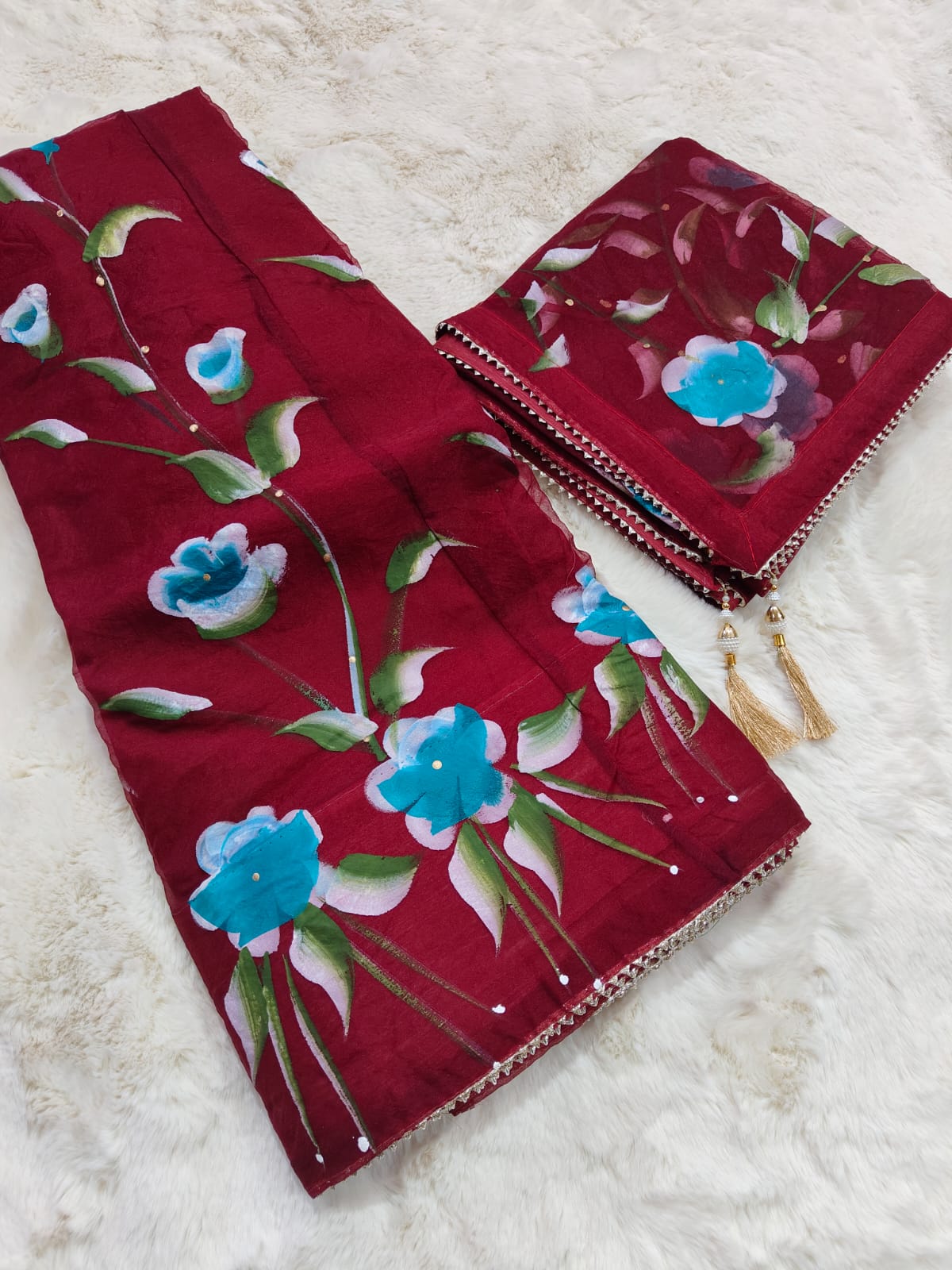Kayatri New Pure Organza Brush Print Work Lehenga