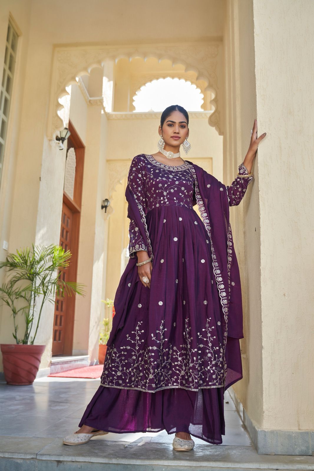 Kayatri Launching New Designers Nyra Cut Chinon Sharara Set With Dupatta