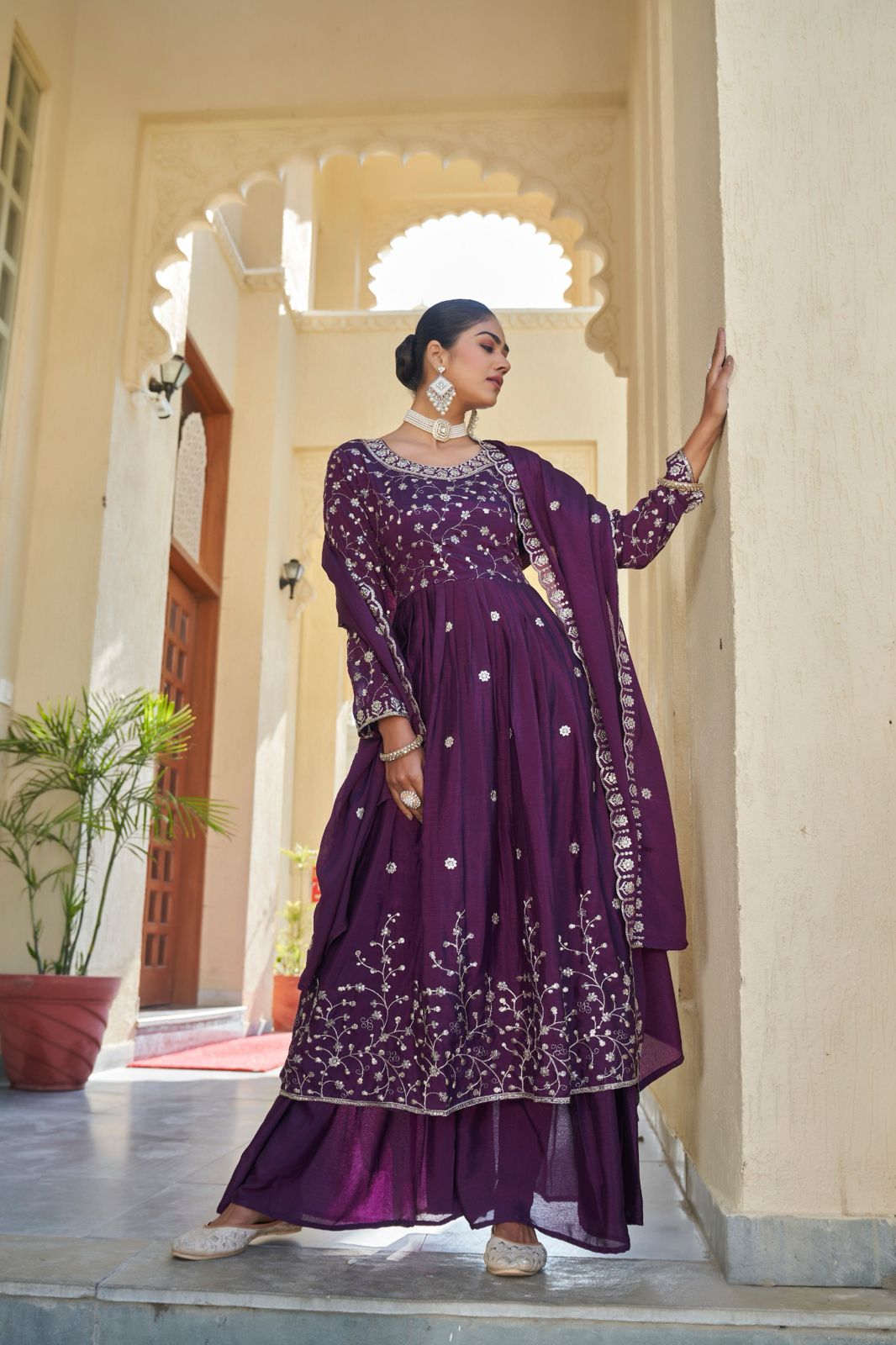 Kayatri Launching New Designers Nyra Cut Chinon Sharara Set With Dupatta