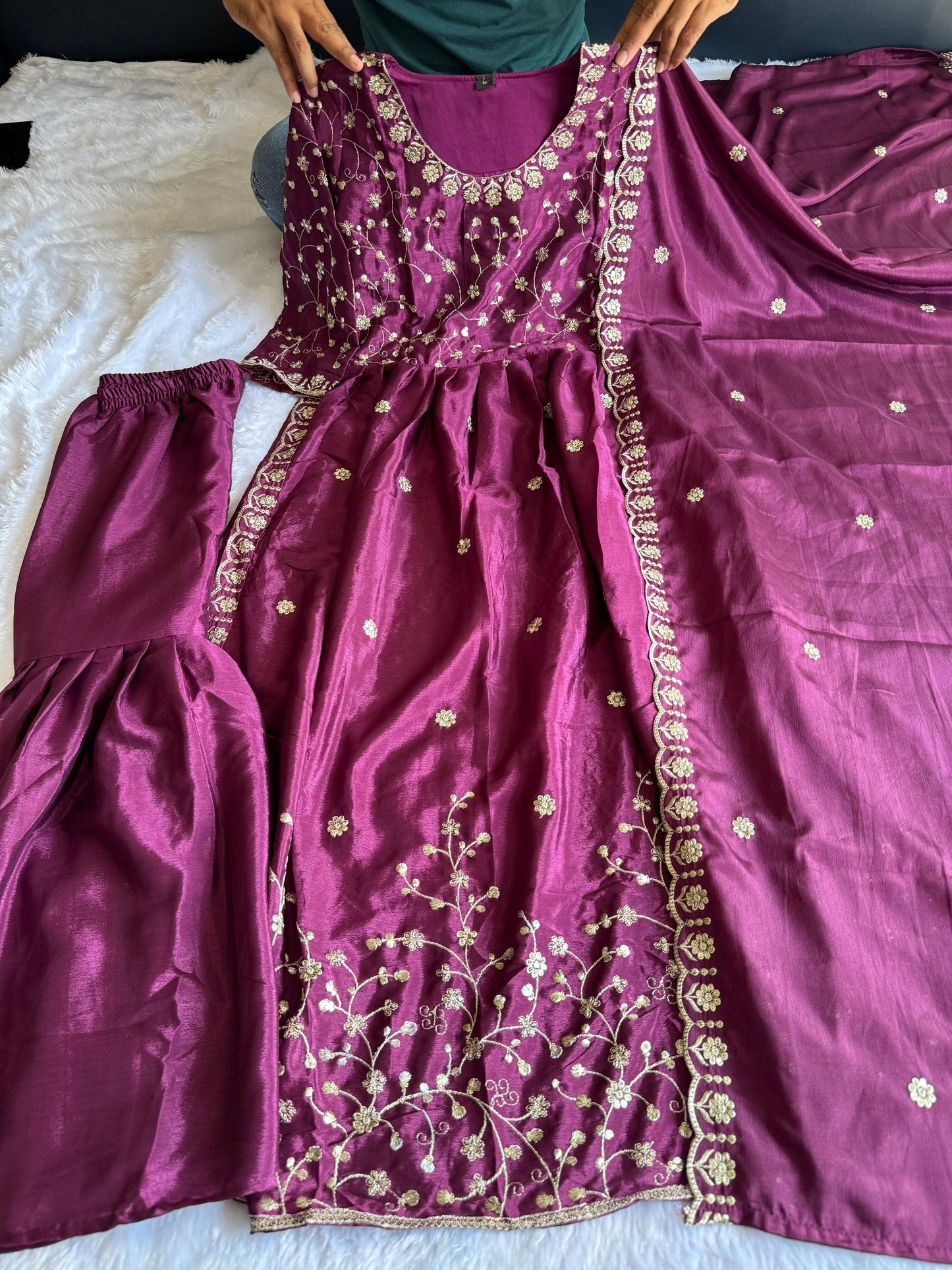 Kayatri Launching New Designers Nyra Cut Chinon Sharara Set With Dupatta