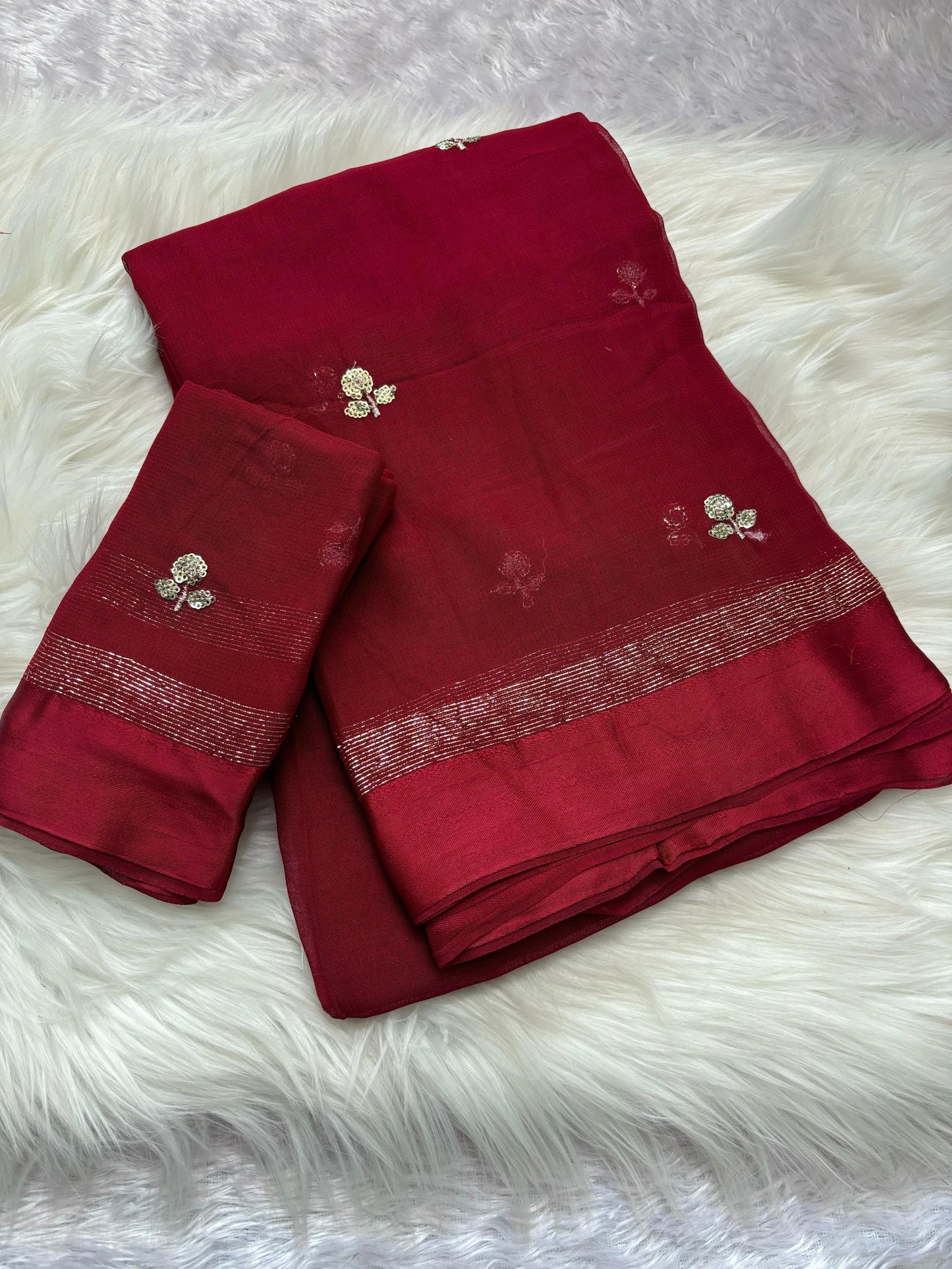 Kayatri New Viscose Georgette Satin Buta Saree