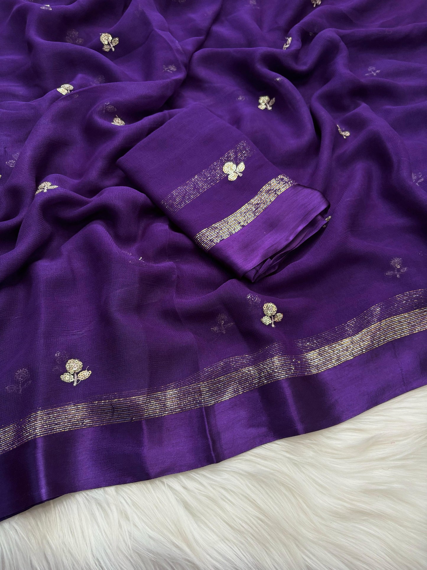 Kayatri New Viscose Georgette Satin Buta Saree