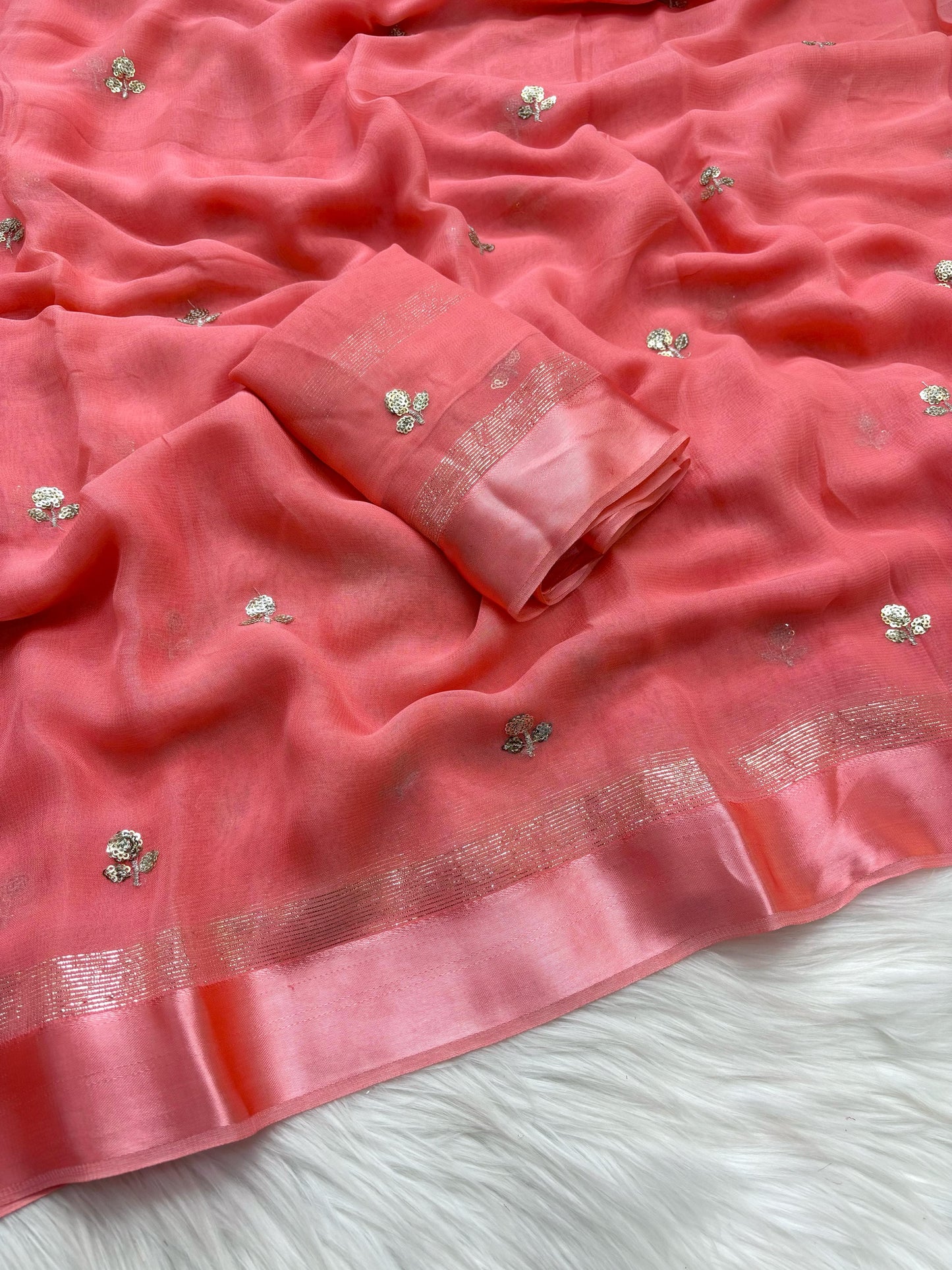 Kayatri New Viscose Georgette Satin Buta Saree