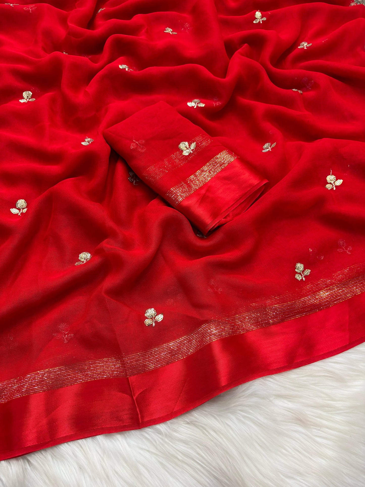 Kayatri New Viscose Georgette Satin Buta Saree