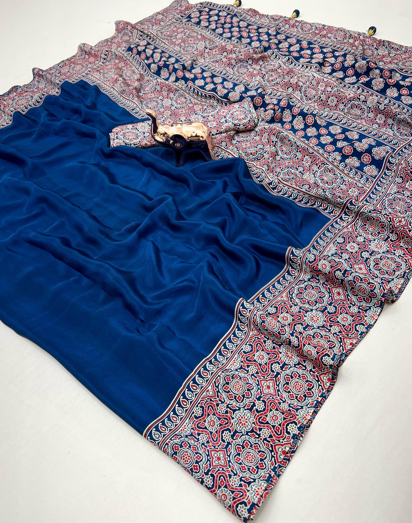 Kayatri New Pure Satin Ajrakh Print Saree