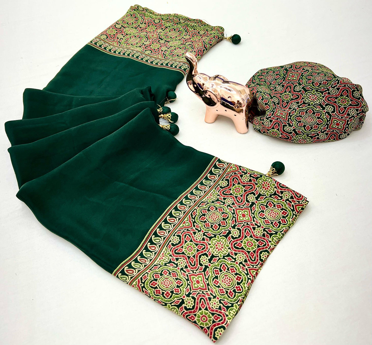 Kayatri New Pure Satin Ajrakh Print Saree