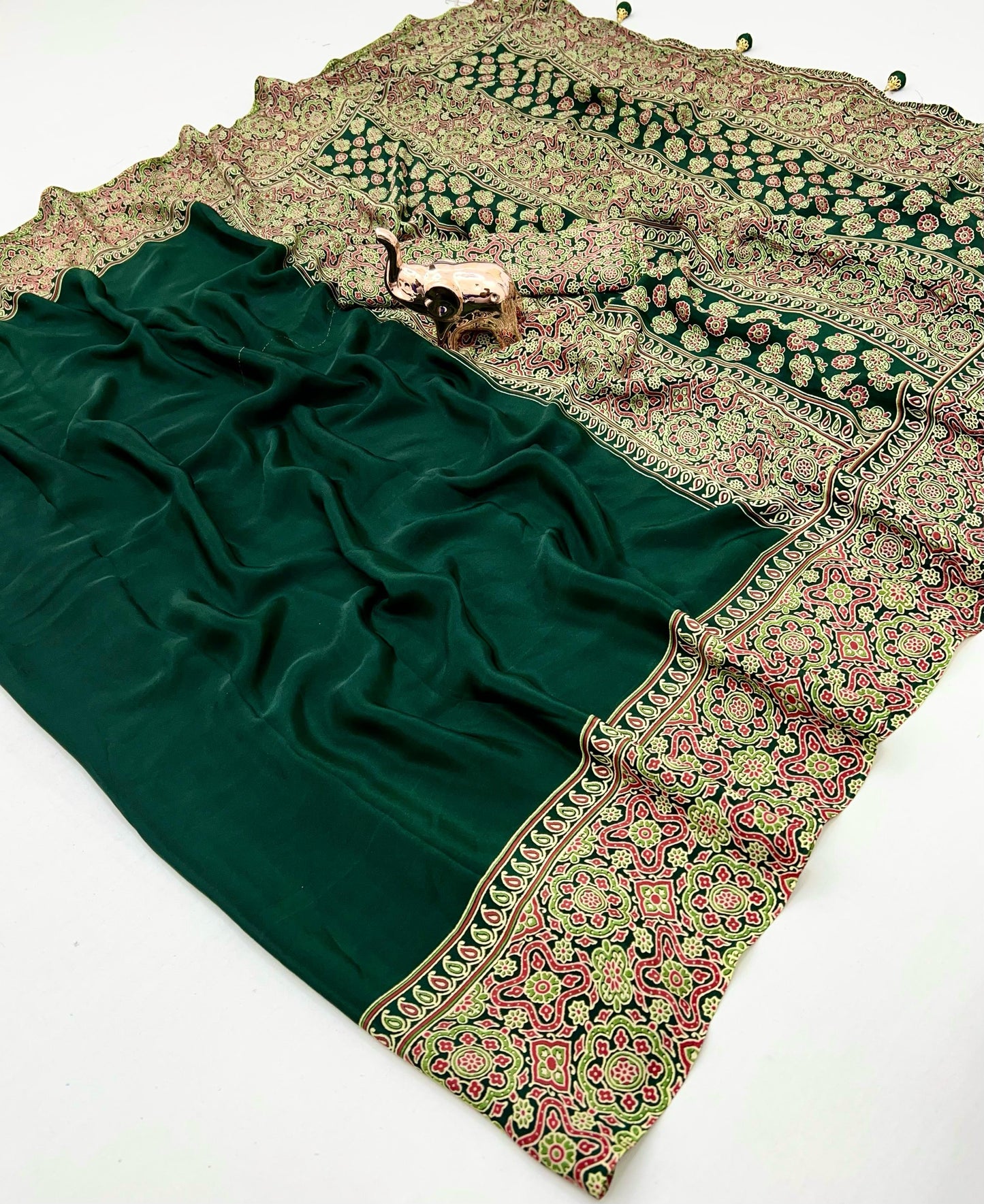 Kayatri New Pure Satin Ajrakh Print Saree