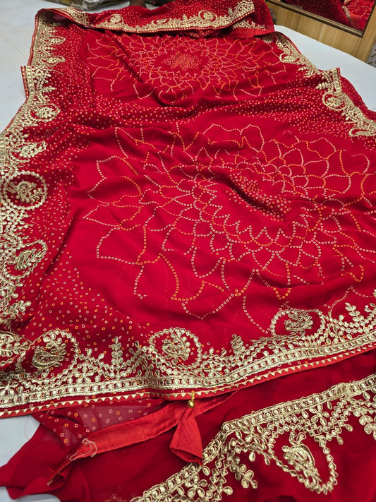 Kayatri New Georgette Khaddi Print Bandhej Saree