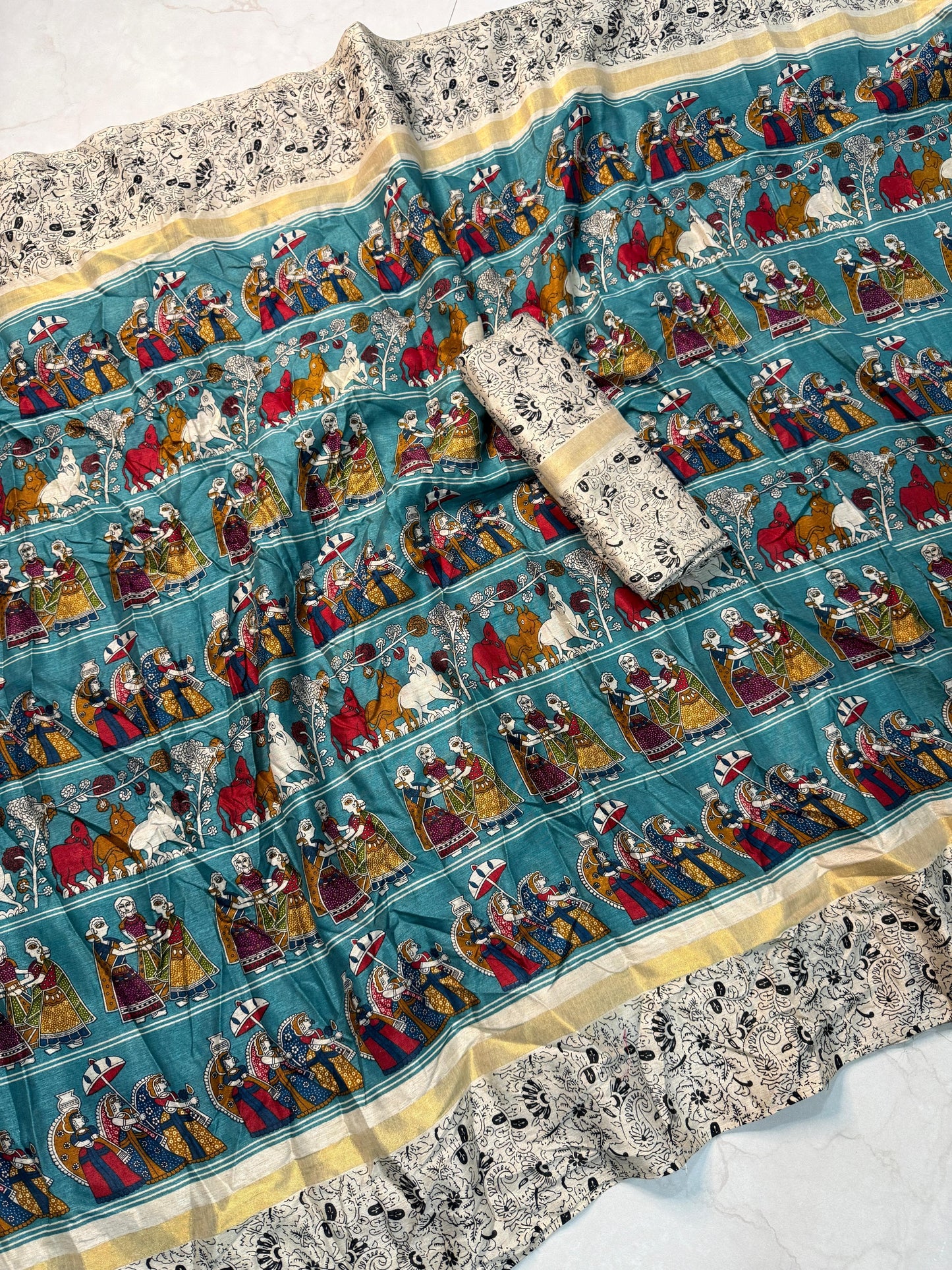 Kayatri New Soft Cotton Kalamkari Print Saree