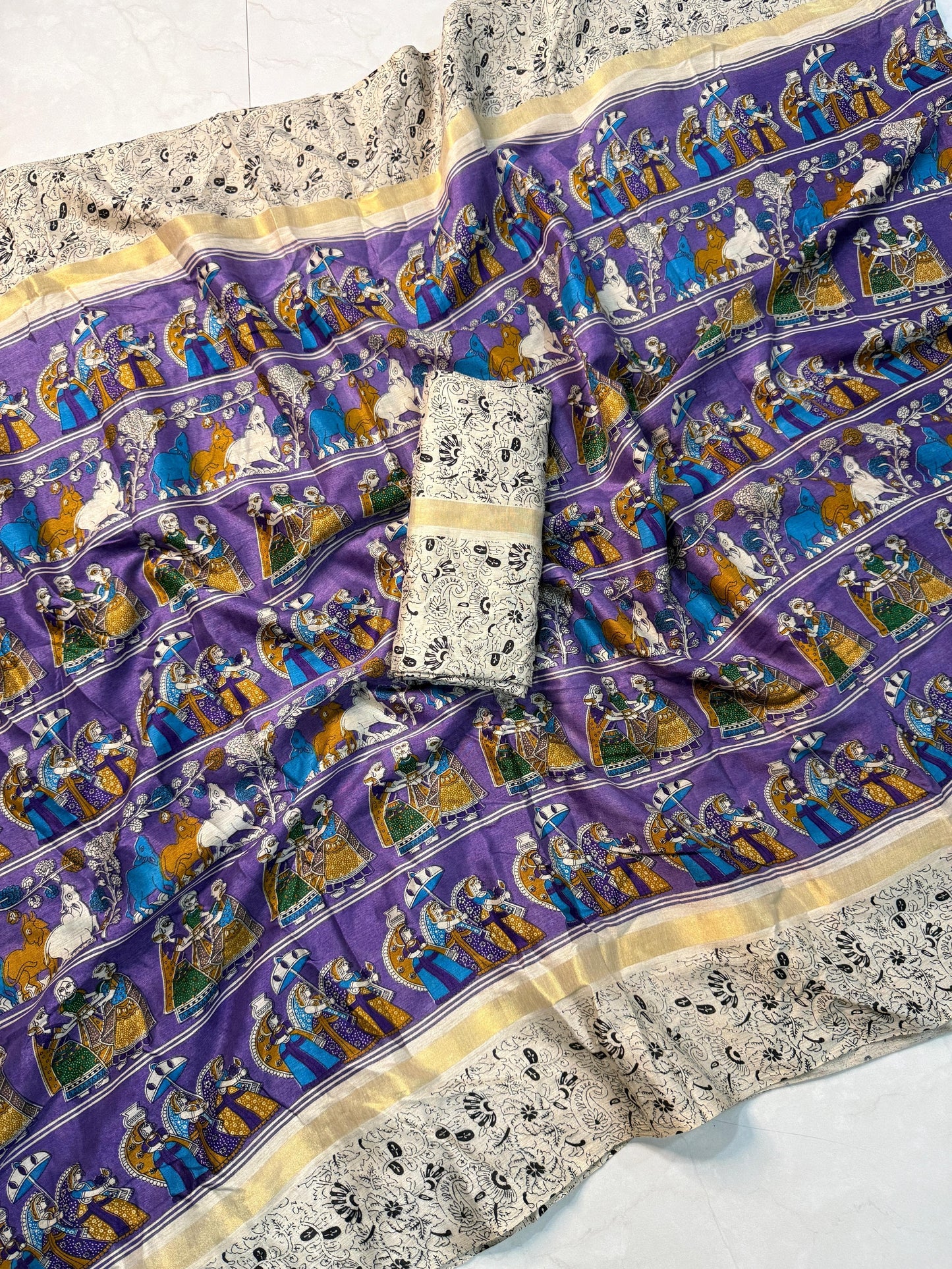 Kayatri New Soft Cotton Kalamkari Print Saree