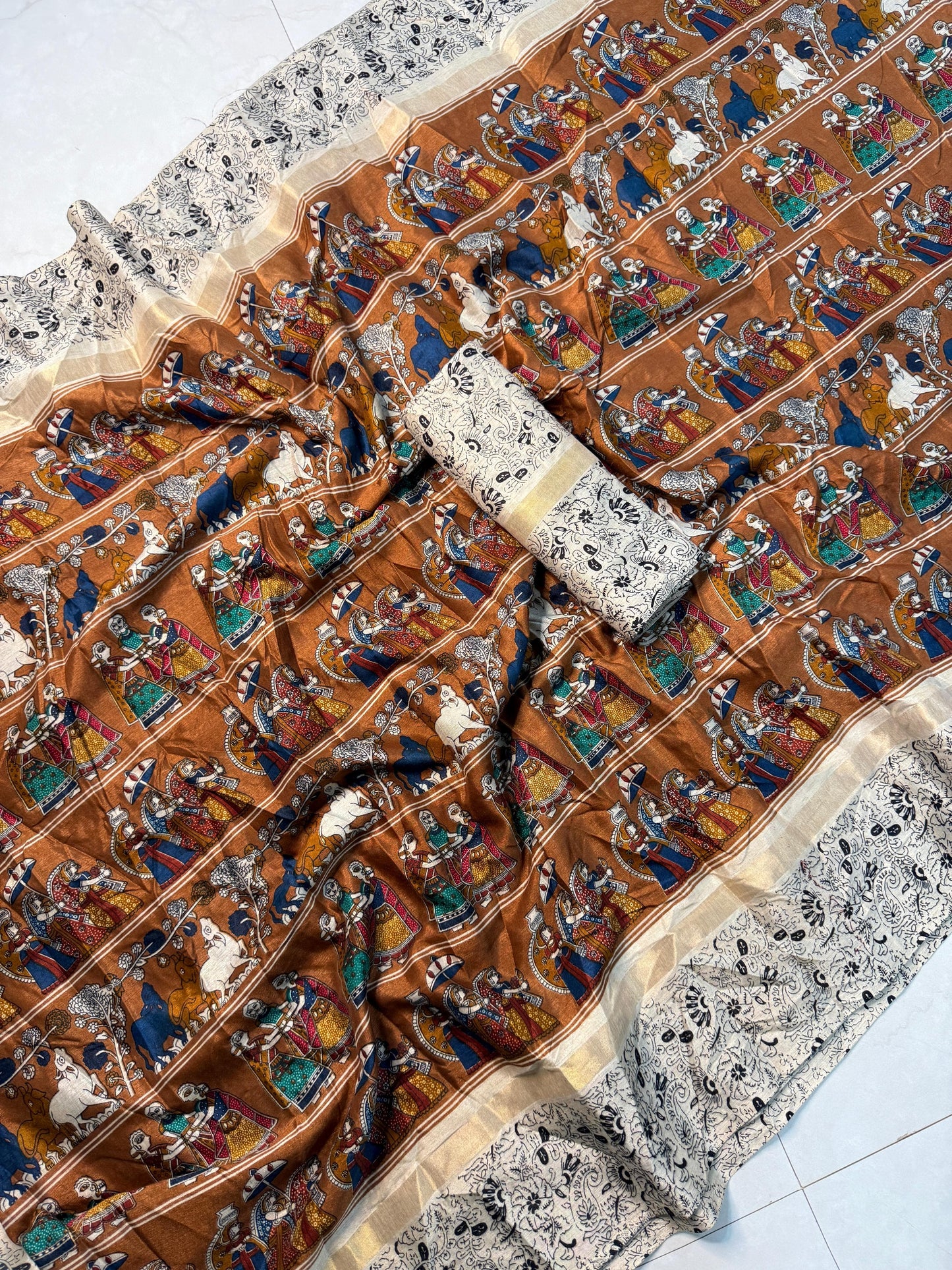 Kayatri New Soft Cotton Kalamkari Print Saree