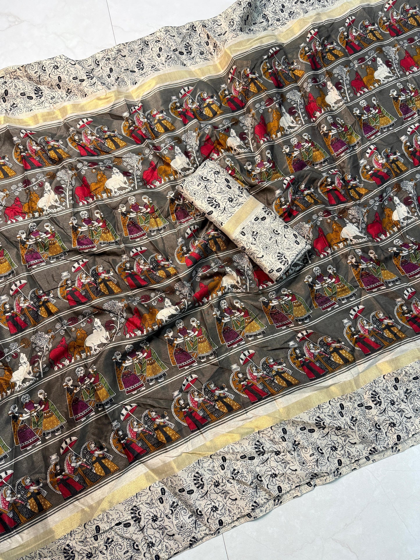 Kayatri New Soft Cotton Kalamkari Print Saree