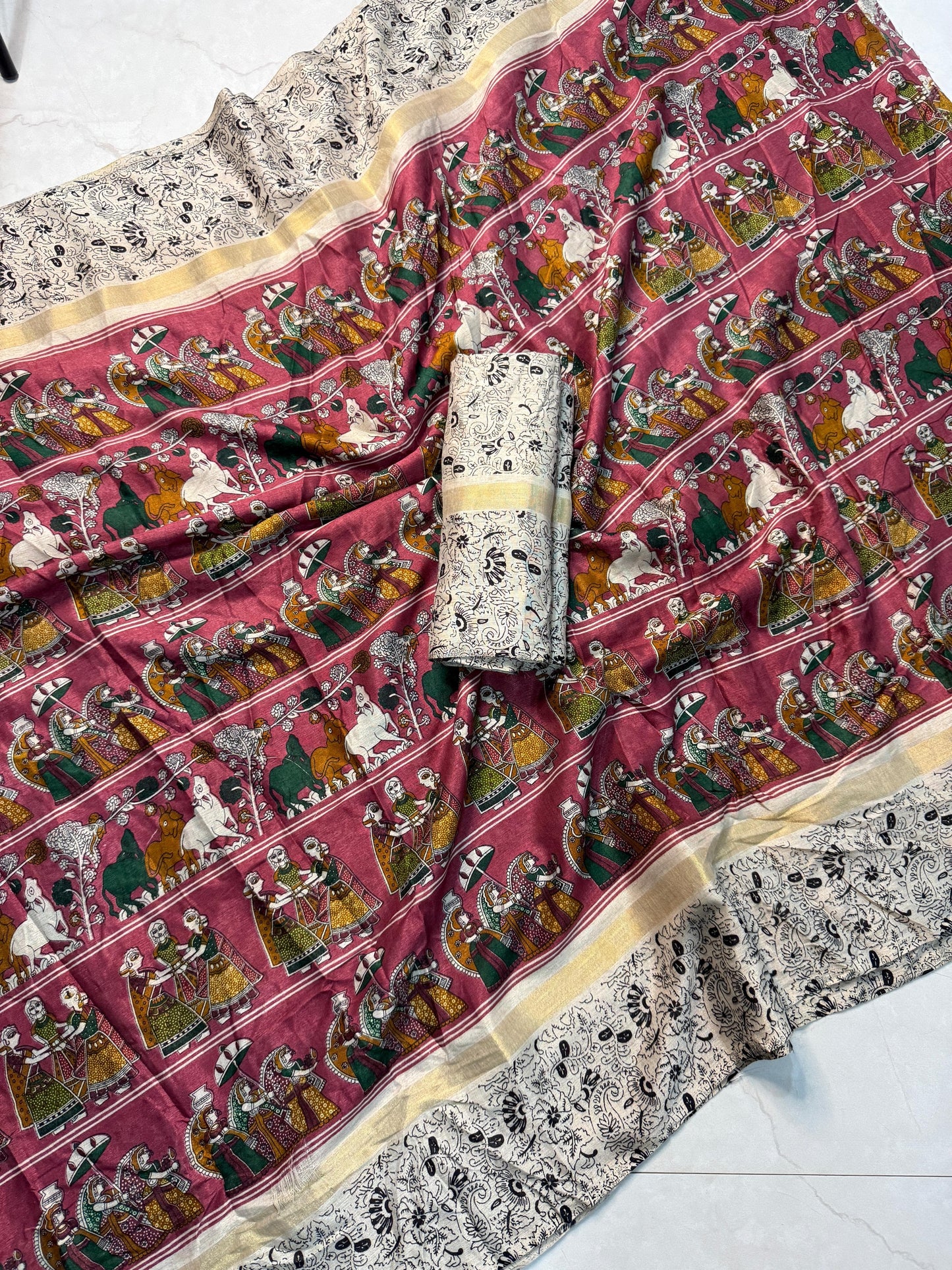 Kayatri New Soft Cotton Kalamkari Print Saree