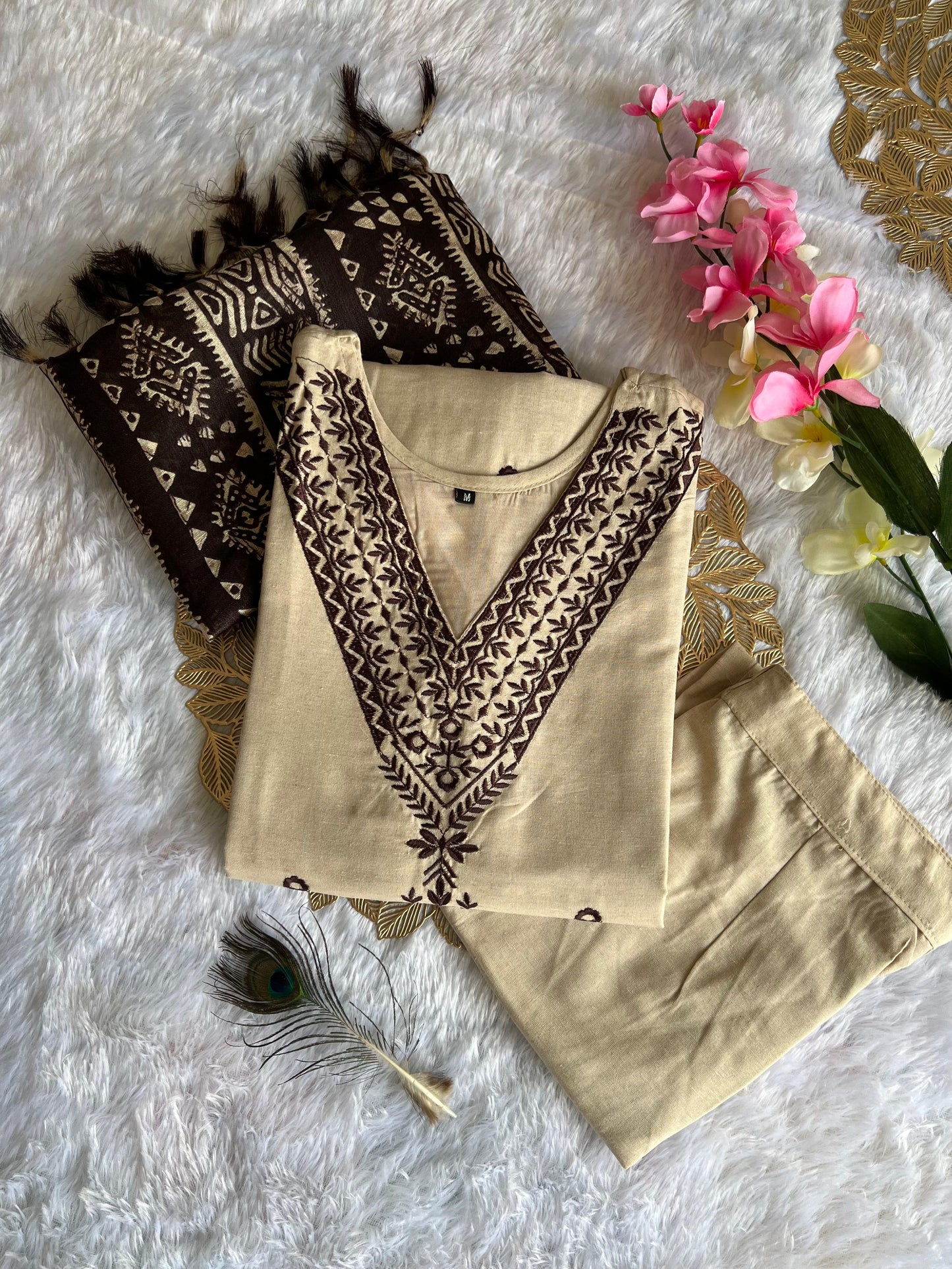 Kayatri New Designers Khadi Cotton Embroidery Work Suit