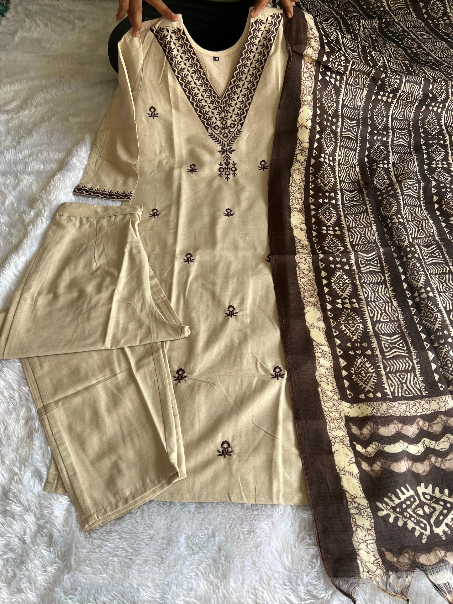 Kayatri New Designers Khadi Cotton Embroidery Work Suit