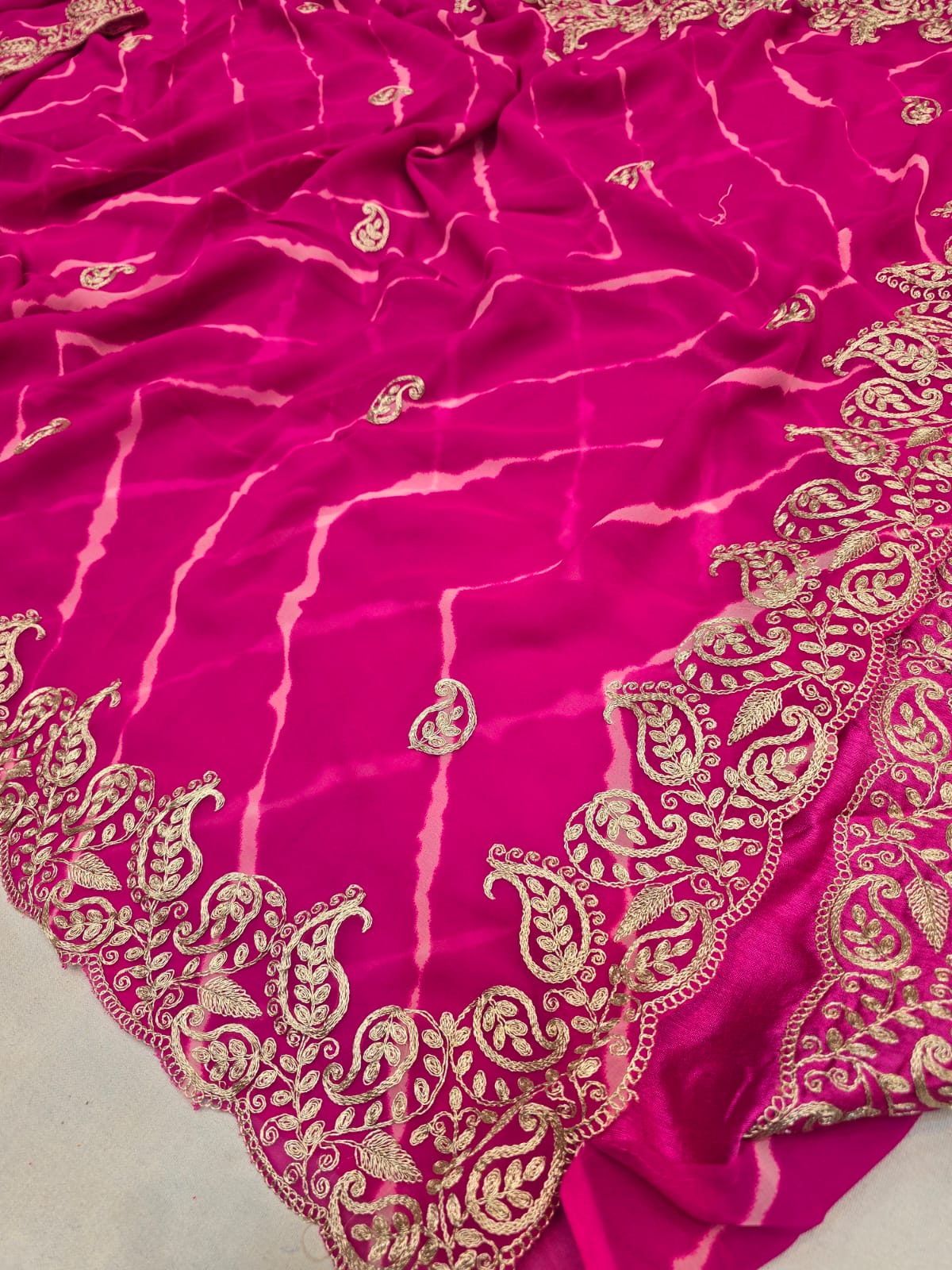Kayatri New Pure Georgette Codding Pita Work Saree