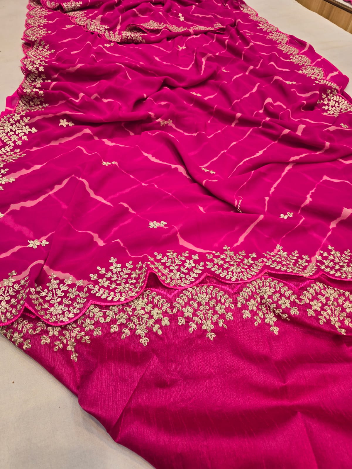 Kayatri New Pure Georgette Codding Pita Work Saree