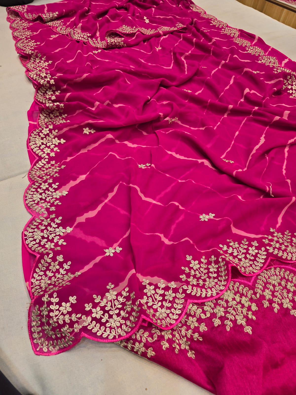 Kayatri New Pure Georgette Codding Pita Work Saree
