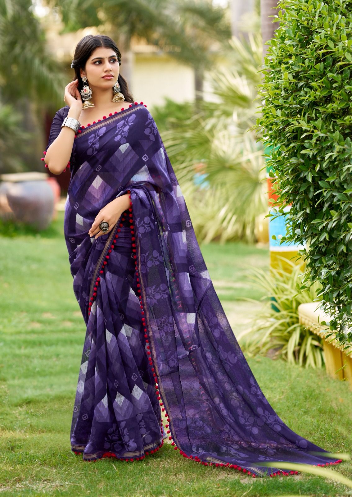 Kayatri New Soft Cotton With Pum Pum Border Saree