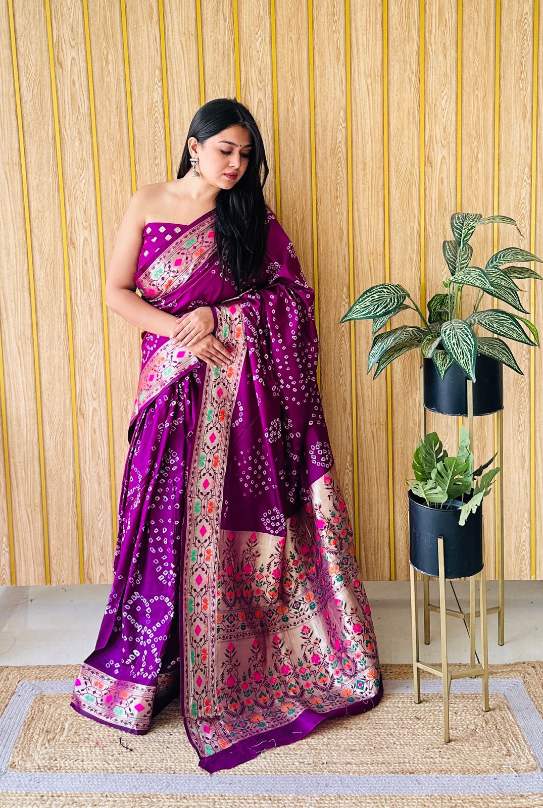 Kayatri New Pure Paithani Bandhej Patola Border Saree