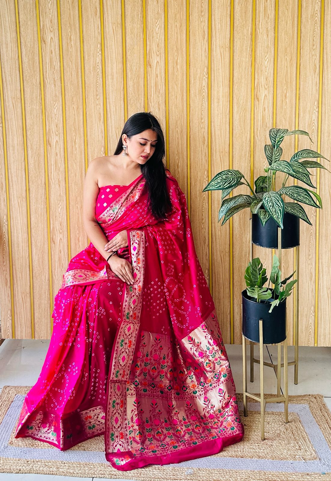 Kayatri New Pure Paithani Bandhej Patola Border Saree