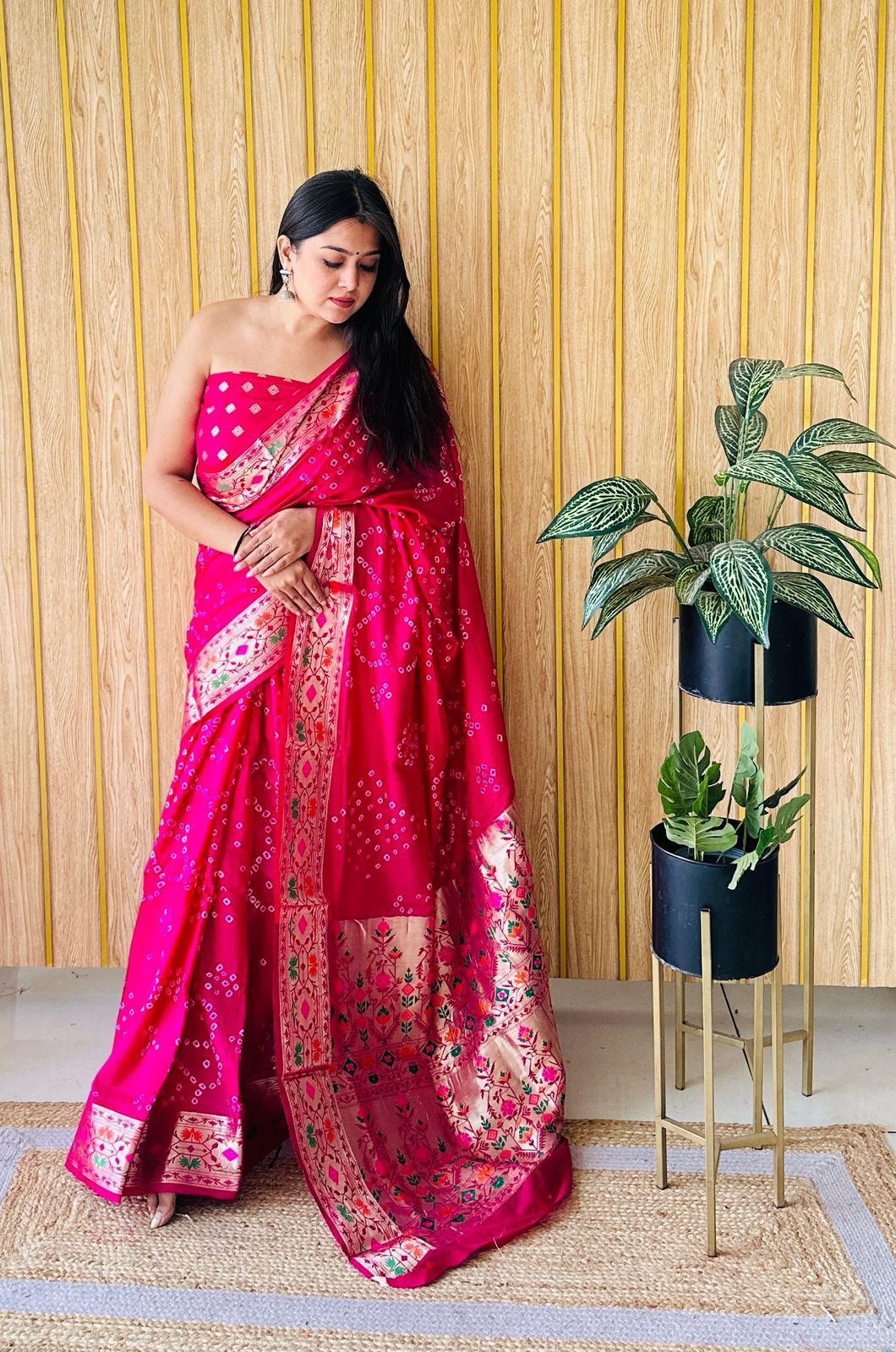 Kayatri New Pure Paithani Bandhej Patola Border Saree