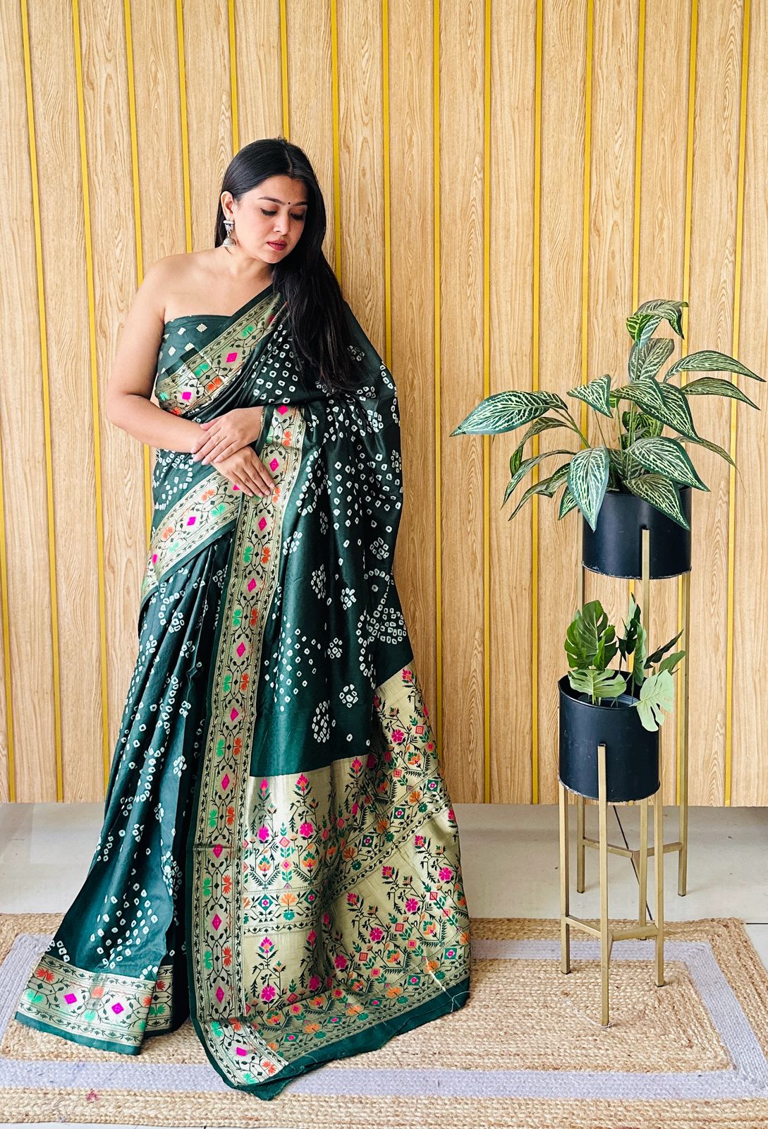 Kayatri New Pure Paithani Bandhej Patola Border Saree