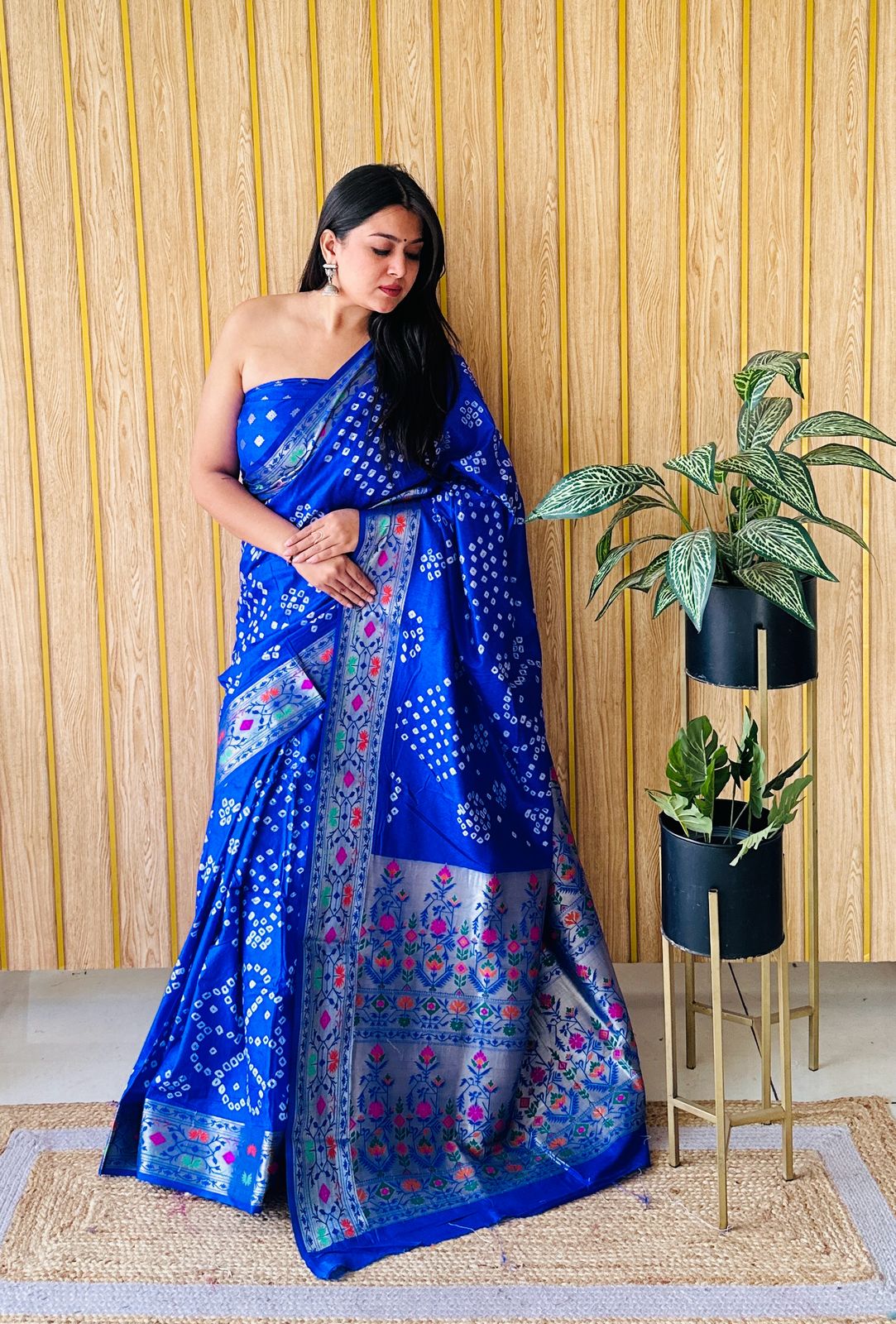 Kayatri New Pure Paithani Bandhej Patola Border Saree